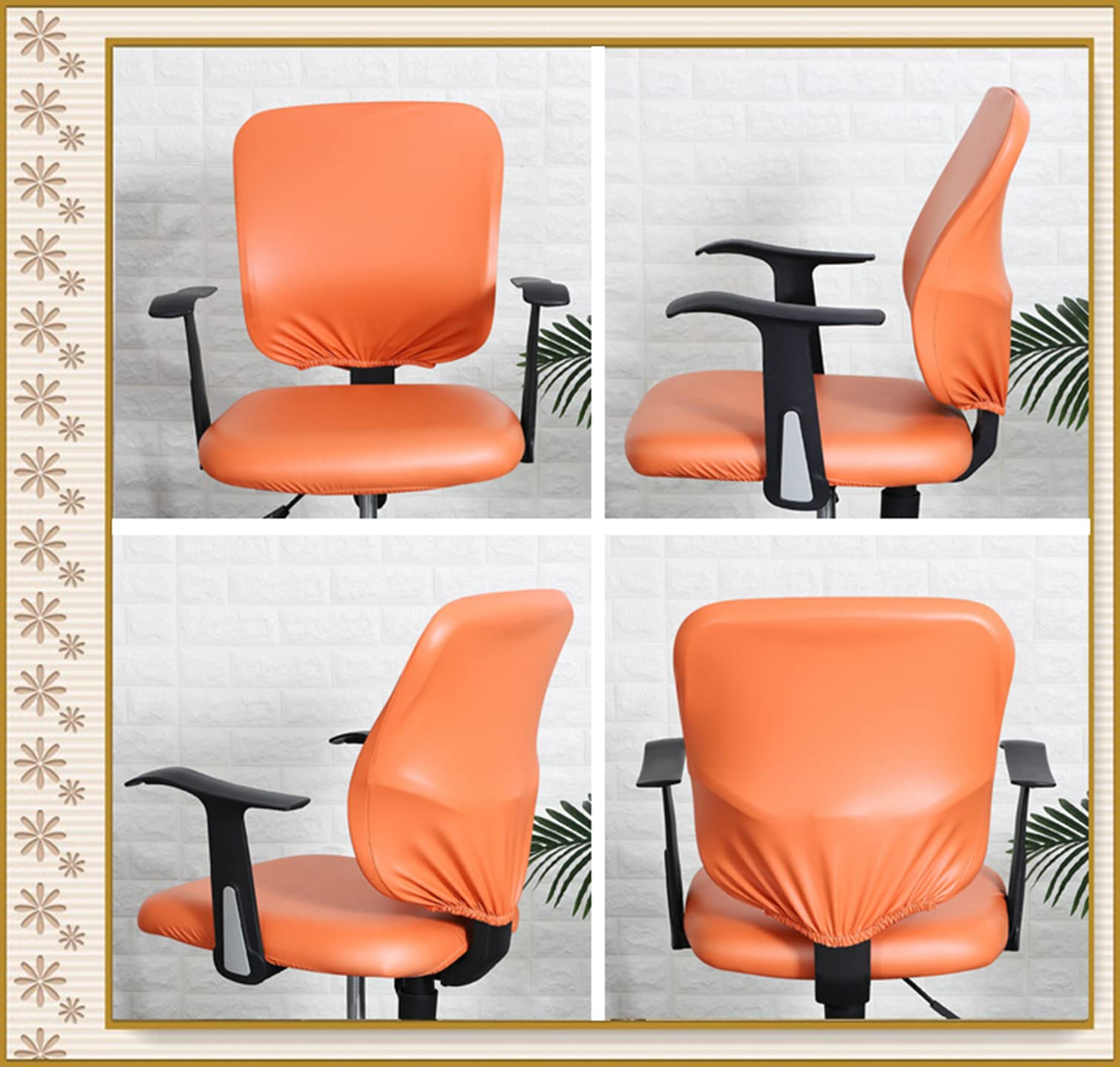 YOPOIY PU Leather Office Chair Cover - Waterproof Computer Chair Slipcover, High Stretch Removable Chair Protector for Universal Rotating Chairs (Black, One Size) - Perfect for Home Office, Gaming & Workspace Protection