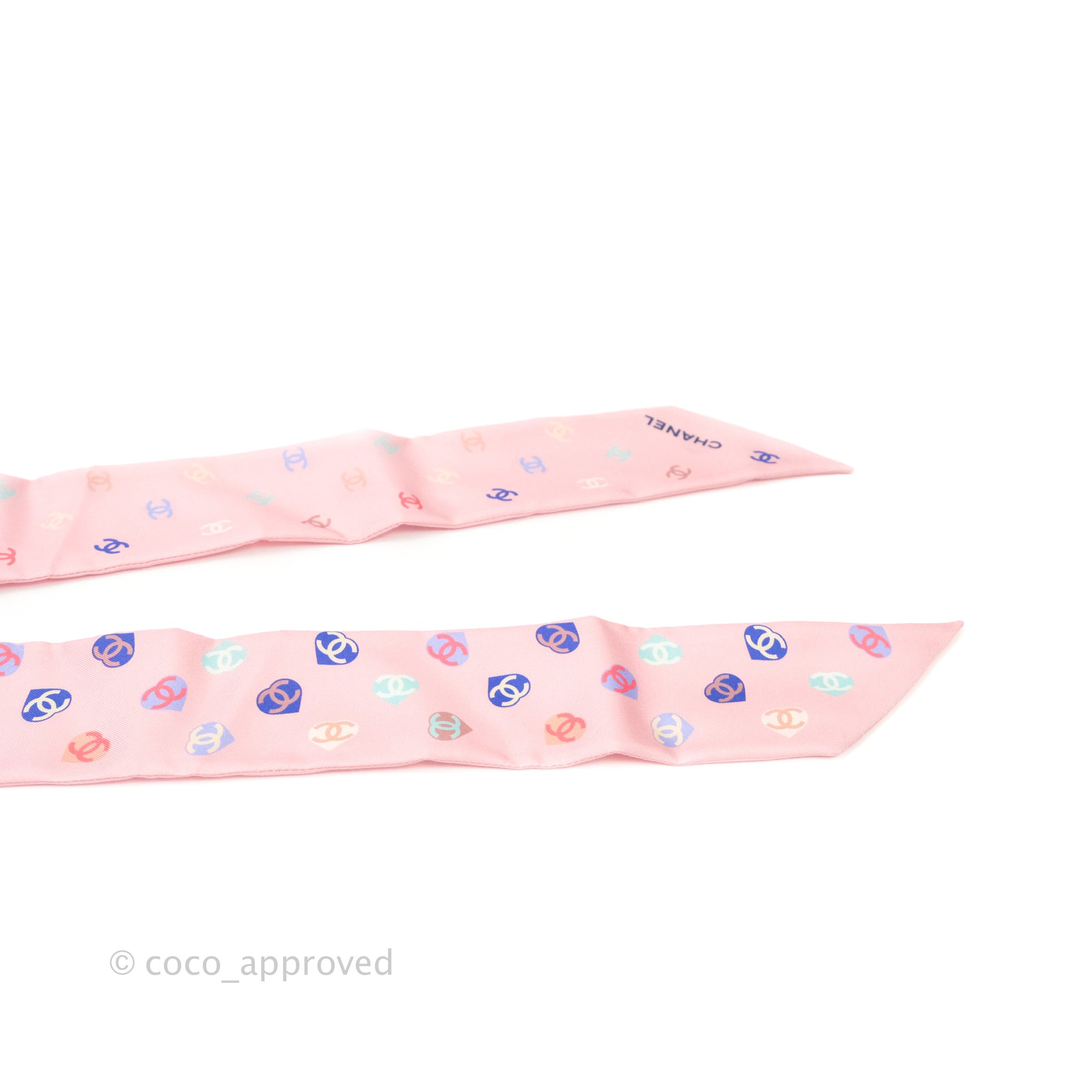 Chanel CC Silk Twilly Scarf in Pink - Luxury Fashion Accessory for Women, Perfect for Handbags, Hats & Gift Giving