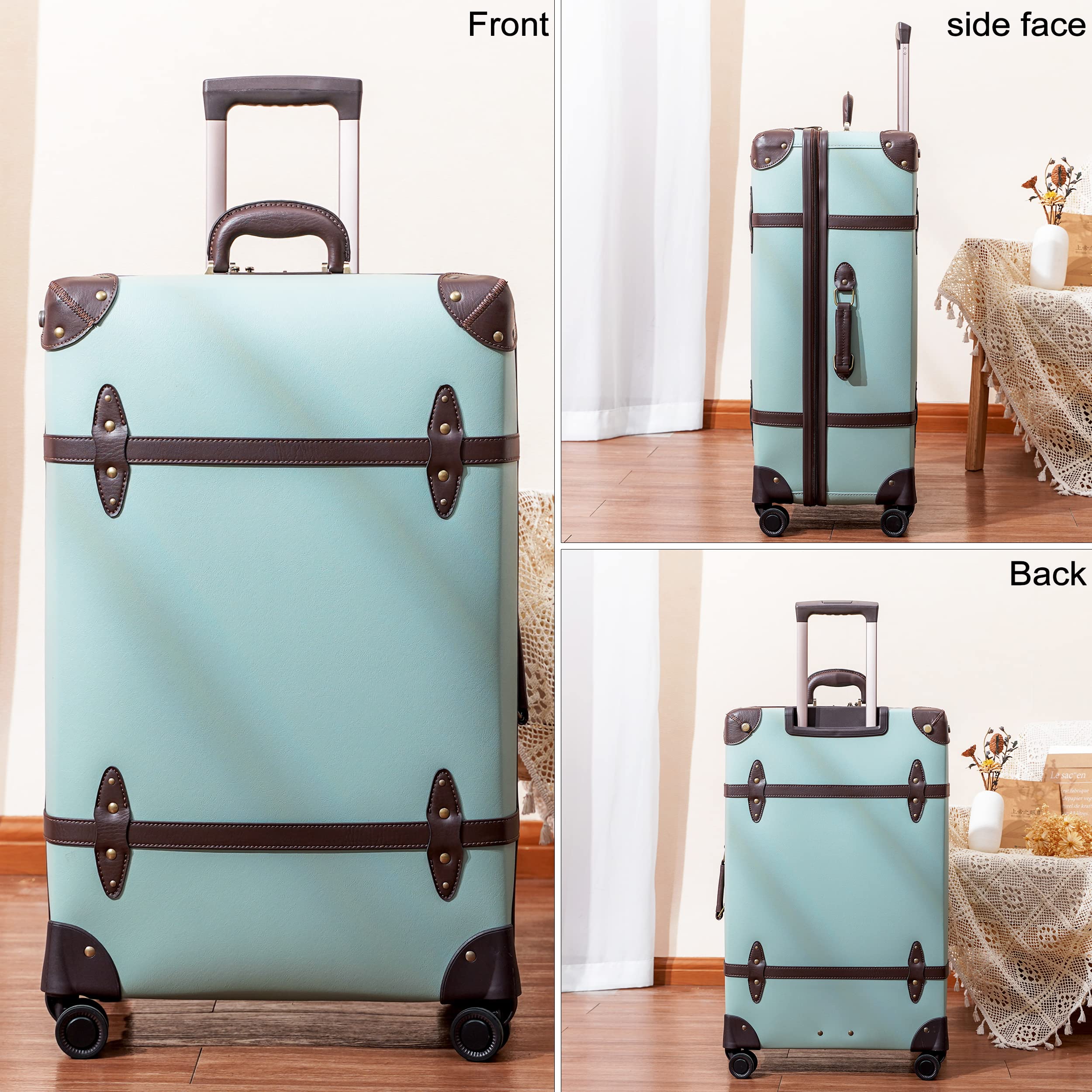 Vintage PU Leather Luggage Set for Women - 3-Piece Retro Suitcases (20