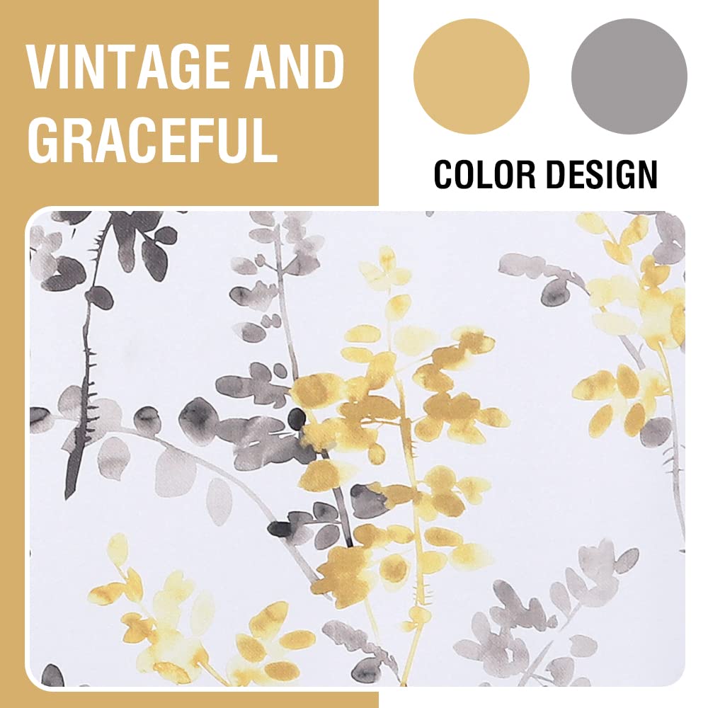 H.VERSAILTEX Floral Curtains 95 Inches Long - Blackout Printed Window Curtain Panels with Rod Pocket, Classic Grey & Yellow Floral Pattern for Bedroom & Living Room (Set of 2) - Perfect for Light Control & Home Decor