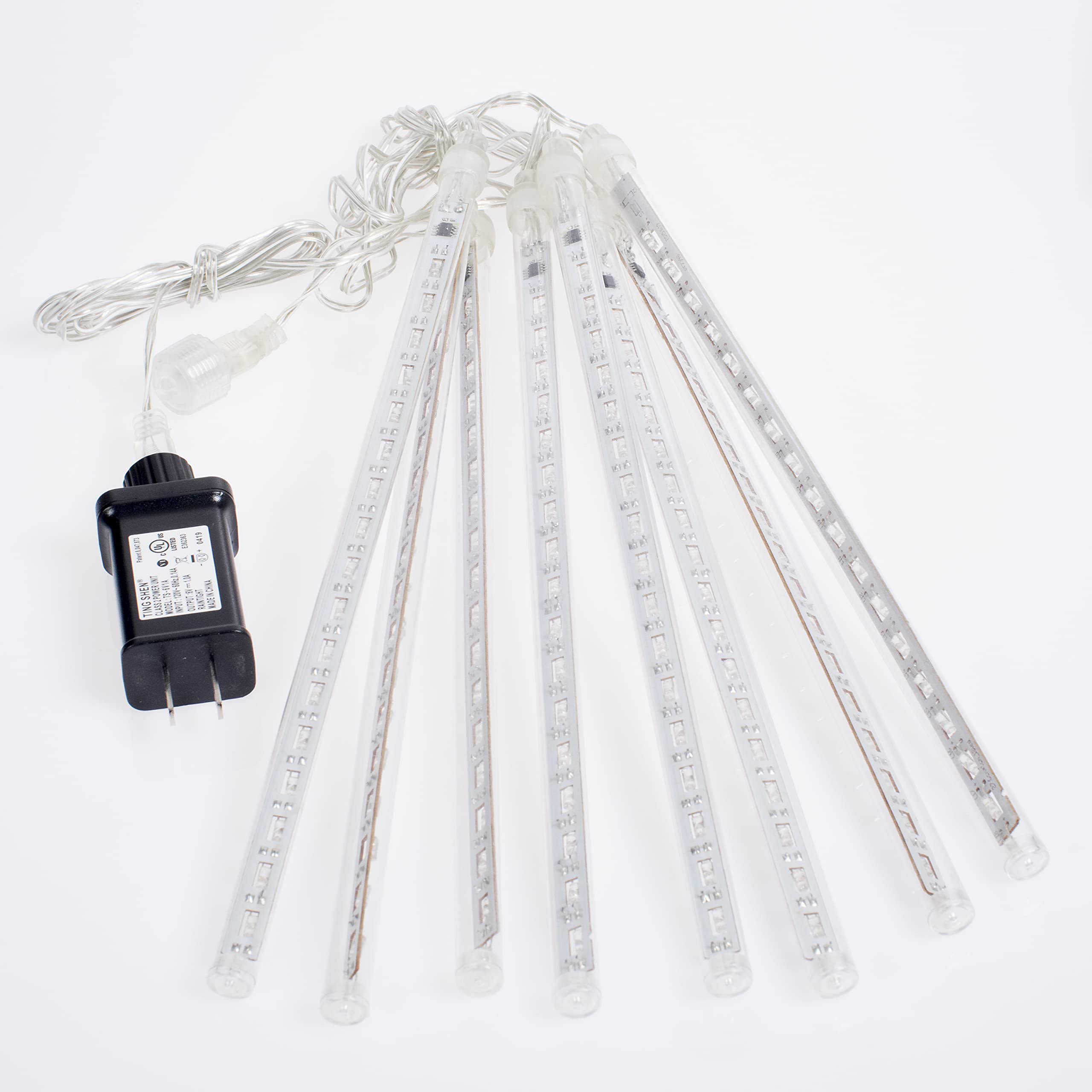 LumaBase Solar Powered LED Meteor Lights - 8 White Light Tubes for Outdoor Garden, Patio, Yard & Landscape Decoration | Weatherproof & Energy Efficient