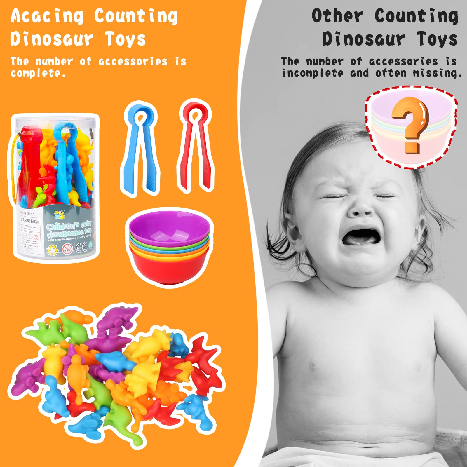 **Acacing Counting Dinosaur Toys for Toddlers 2-5 Years Old | Sensory & Autism Learning Toys for Kids | Educational STEM Toys for Boys & Girls | Perfect for Easter Gifts, Classroom & Home Play**