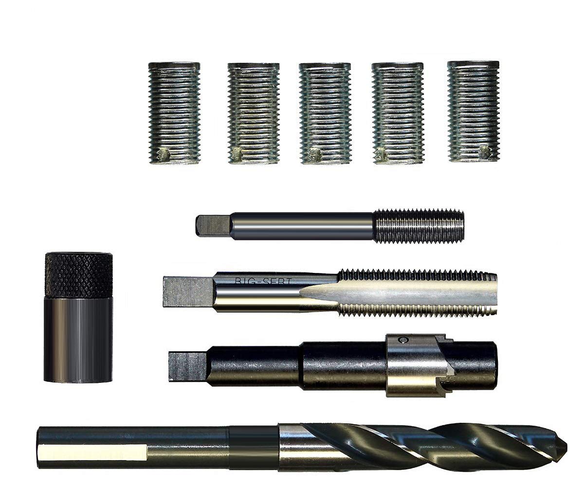 7/16-14 Oversized Big-SERT Thread Repair Kit for Cast Iron - Fits Big & Small Blocks (Part #5761E) - Perfect for Automotive Engine Block Repairs and Heavy-Duty Thread Restoration