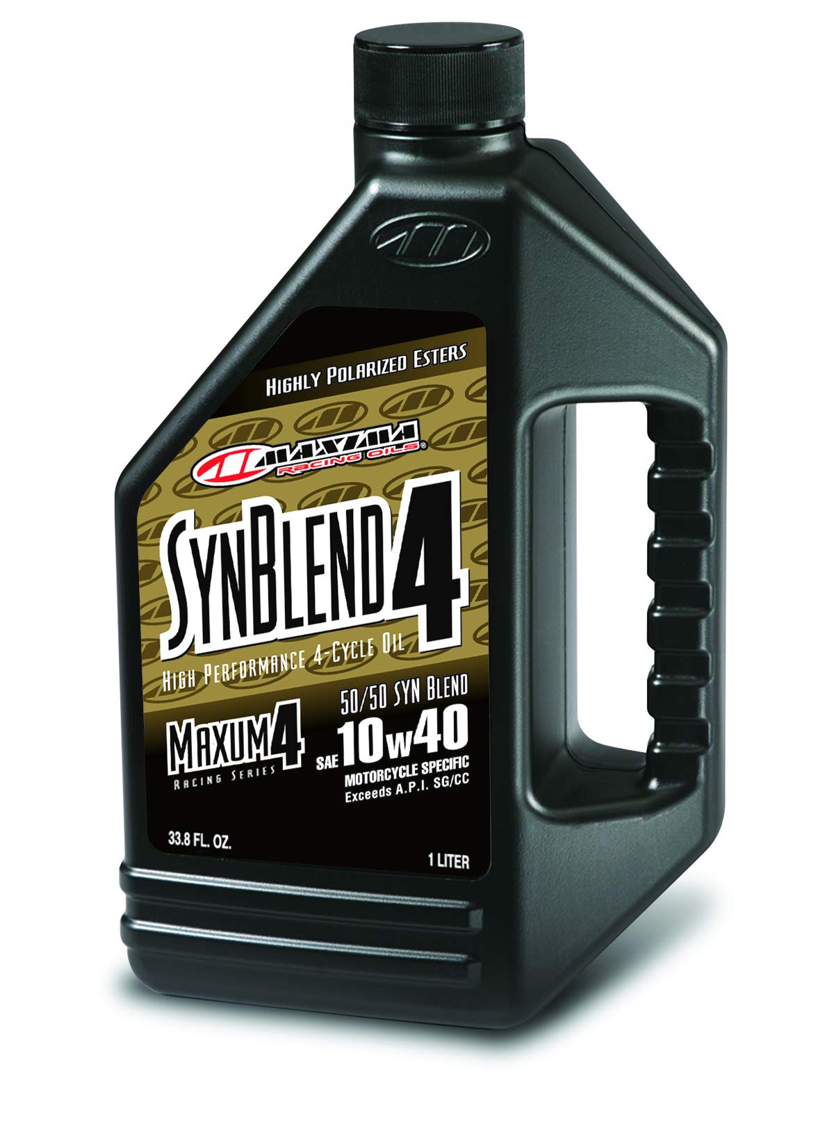 Maxima Racing Oils 34901B-4PK 10W-40 Synthetic Blend Motorcycle Engine Oil - 1 Liter Bottle, 4-Pack for High Performance Bikes & Off-Road Use