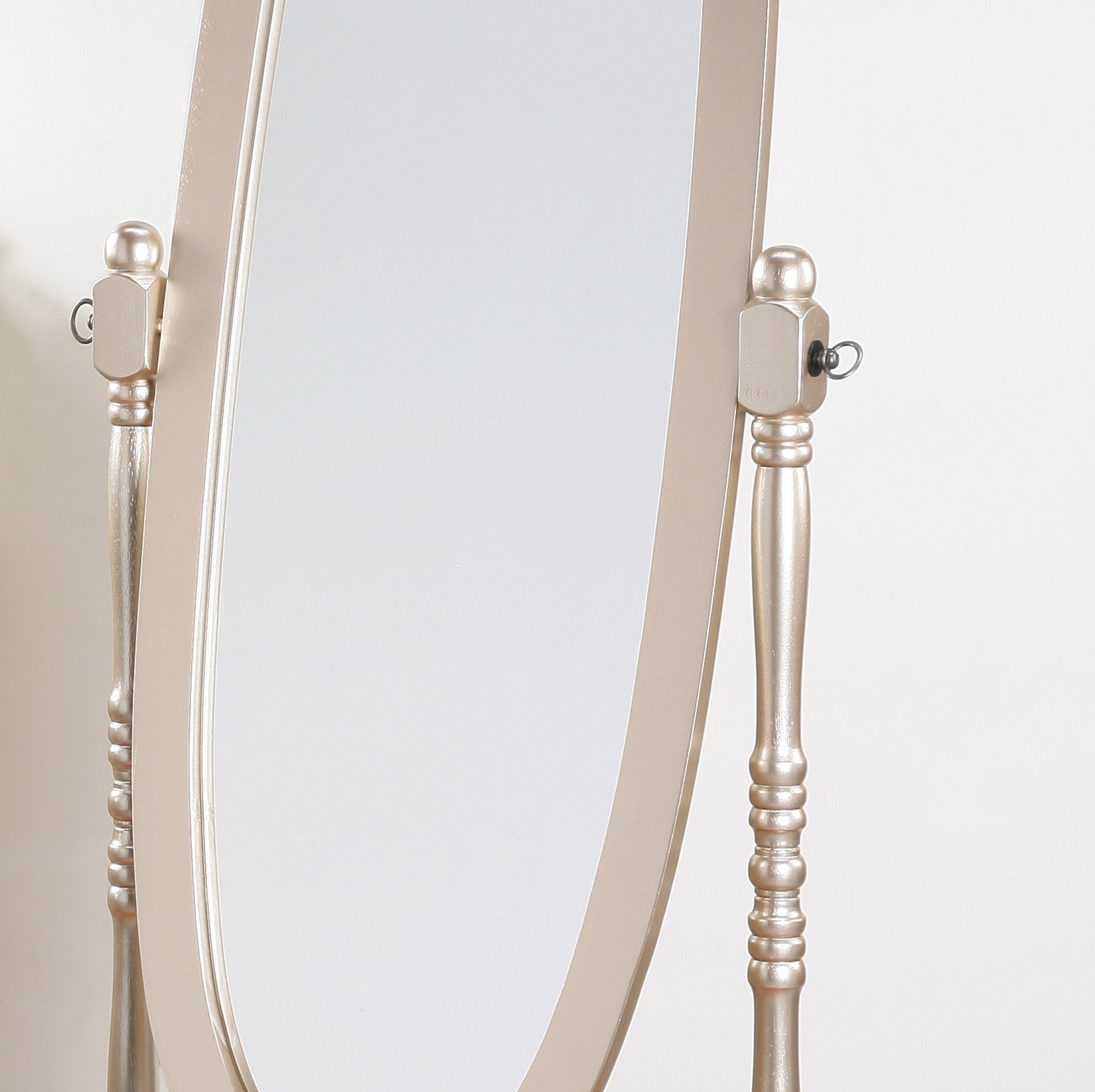 Roundhill Furniture Traditional Queen Anne Style Wood Floor Cheval Mirror with Gold Finish - Elegant Full-Length Mirror for Bedroom, Living Room, or Dressing Area