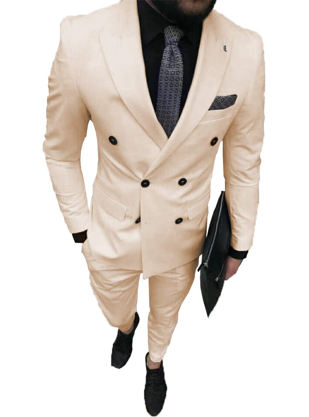 Men's 2-Piece Slim Fit Double Breasted Suit Set - Formal Blazer & Pants for Wedding, Groomsmen, Business & Special Occasions