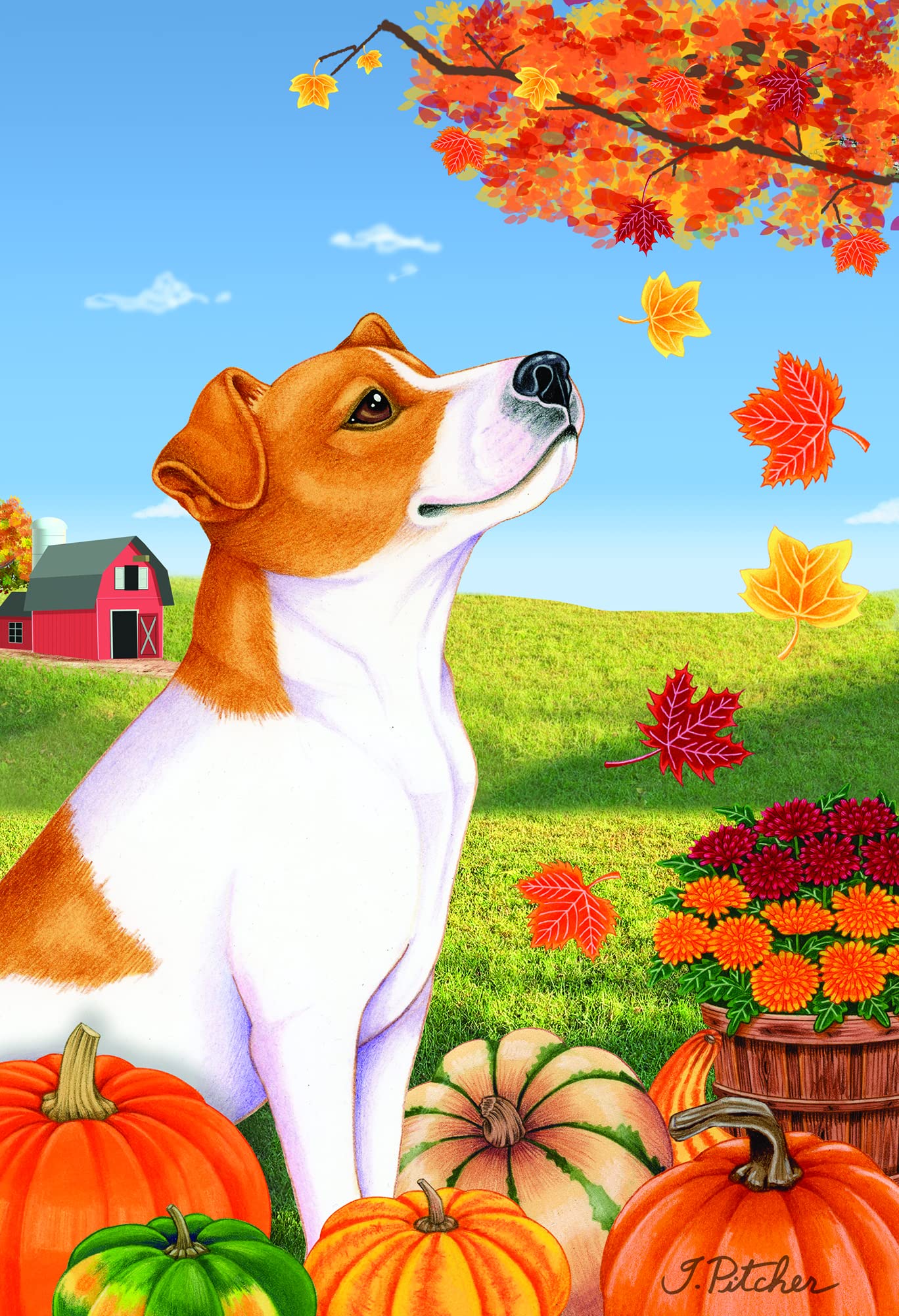 Jack Russell Garden Flag - Best Breed Design for Autumn Leaves Decor