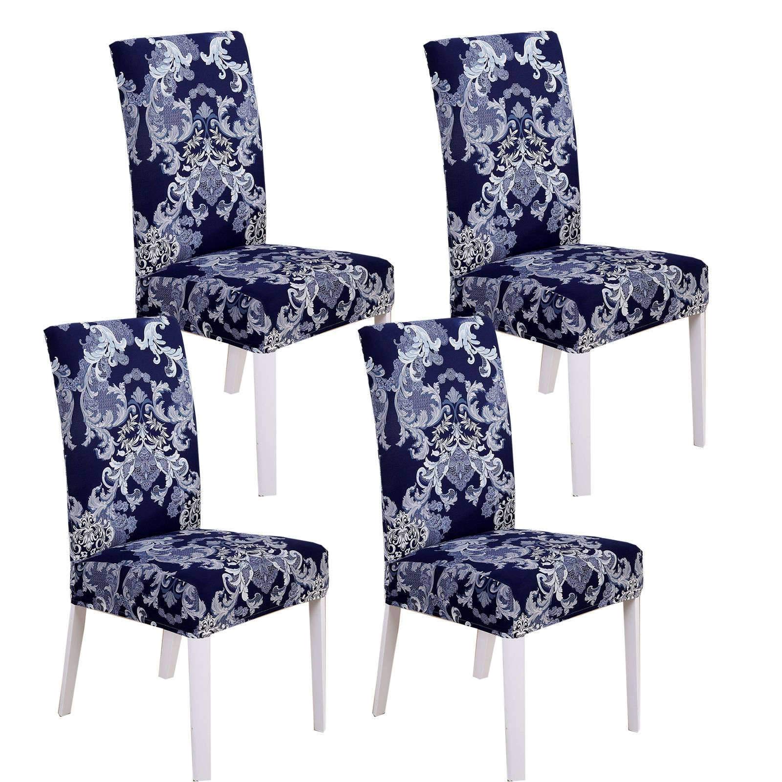 ZHFEL Stretch Chair Covers - Printed Washable Elastic Dining Chair Slipcovers, Universal Fit for Home, Hotel, Banquet & Wedding - 4-Pack | Dust-Proof & Durable Fabric for Everyday Use & Special Occasions
