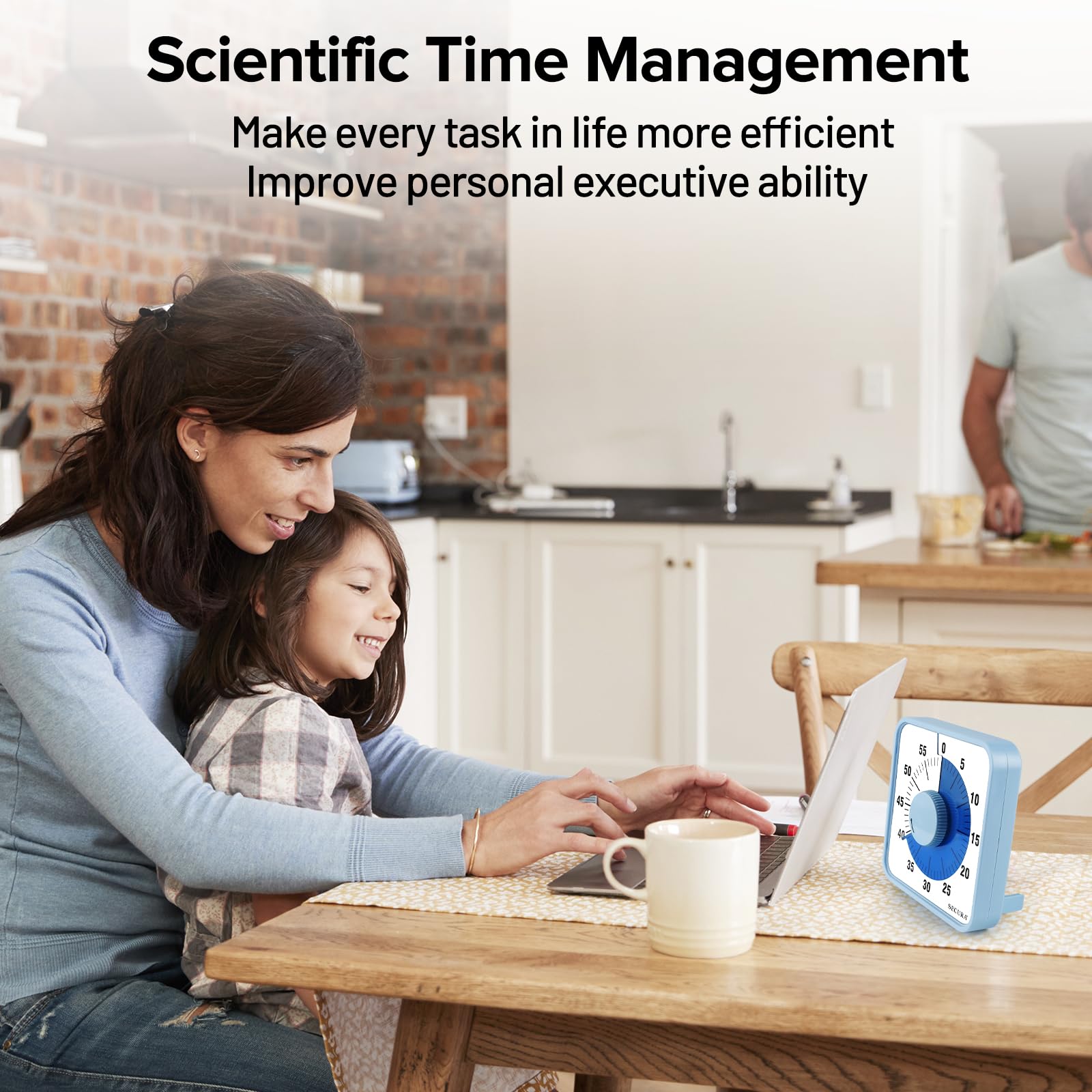 Secura 7.5 Inch Visual Timer - 60 Minute Oversized Countdown Clock for Kids & Adults - Durable Mechanical Time Management Tool (Blue) - Perfect for Classroom, Kitchen, Office & ADHD Focus Aid