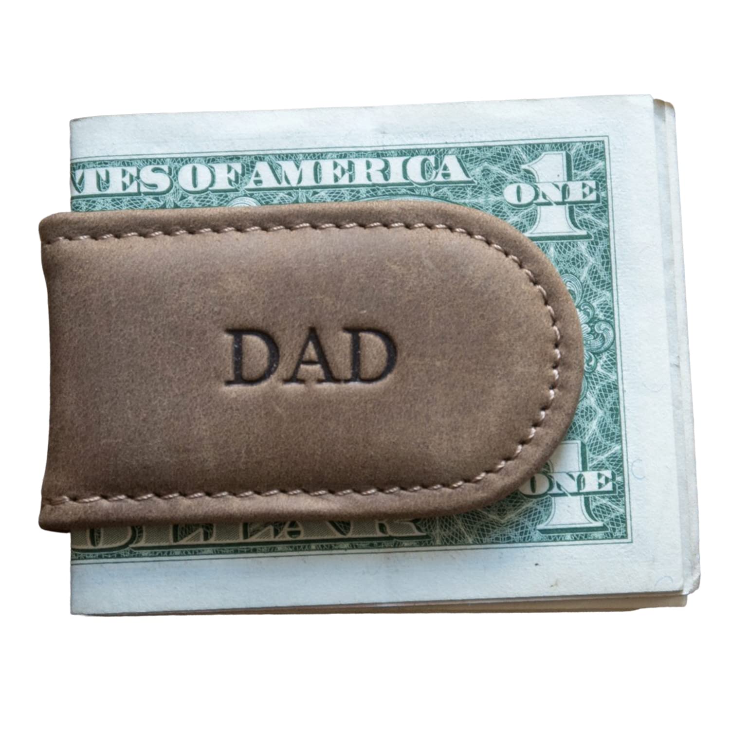 Personalized Leather Money Clip for Men - Custom Engraved Groomsmen Gift with Strong Magnetic Closure | Slim Minimalist Cash Holder Wallet Alternative | Perfect Father's Day, Birthday & Wedding Gift for Him
