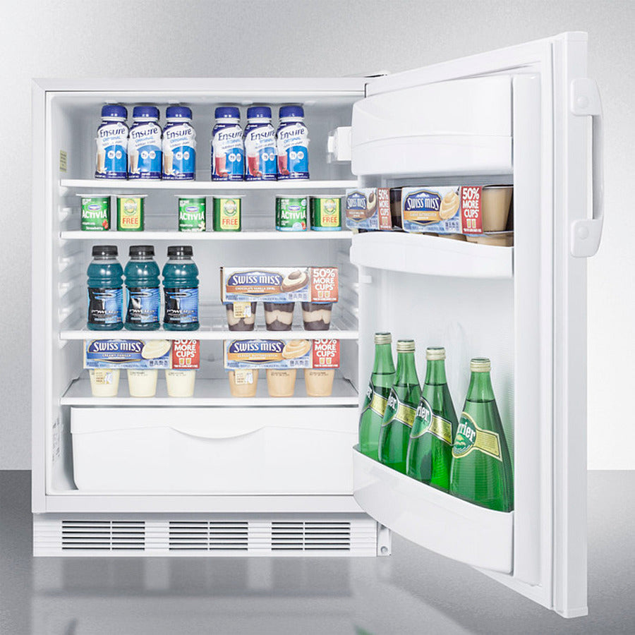 Accucold 24-Inch Wide Built-In All Refrigerator - ADA Compliant, Automatic Defrost, White Exterior (Model FF6LWBI7ADA) - Perfect for Kitchens, Offices, and Commercial Spaces