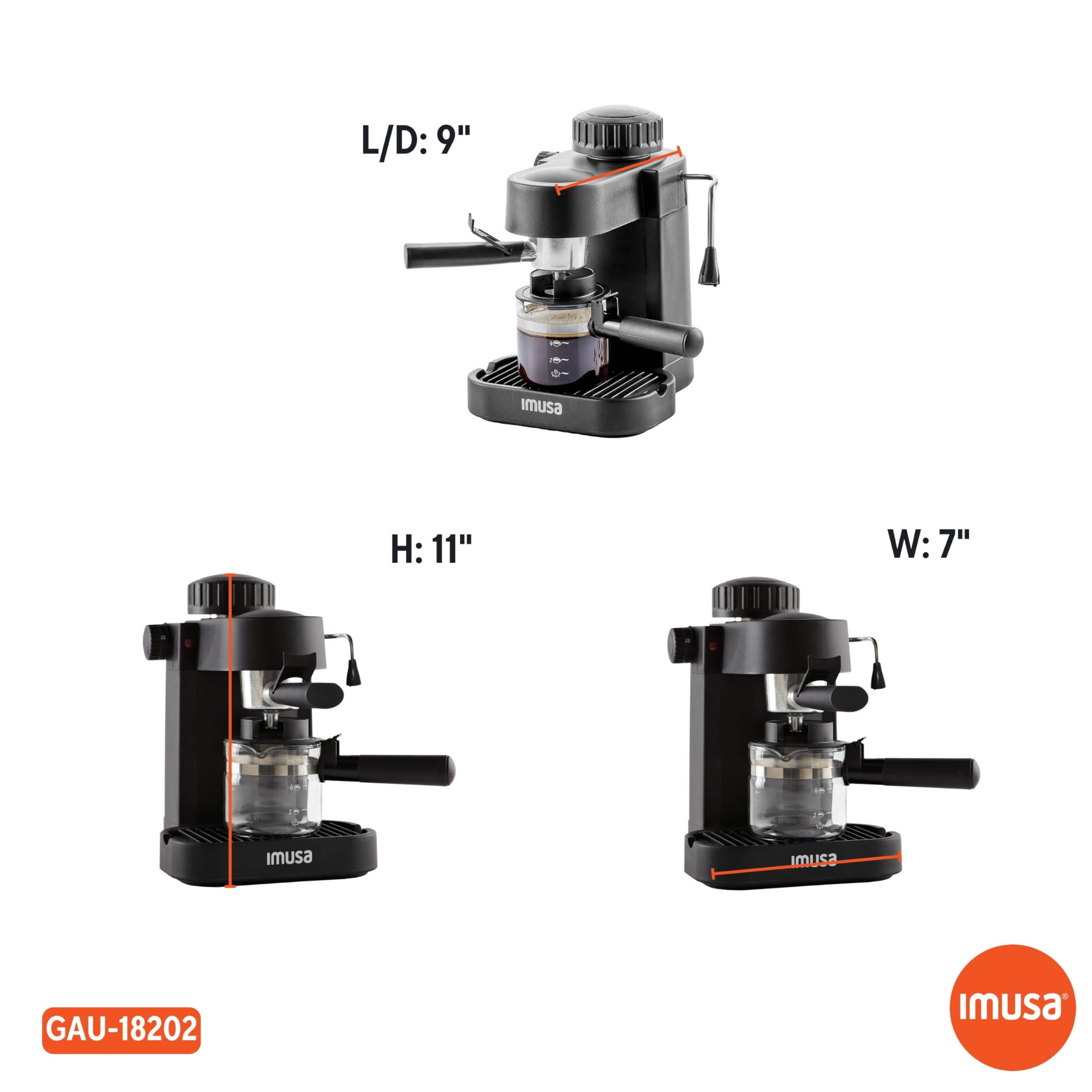 IMUSA USA GAU-18202 4 Cup Espresso & Cappuccino Maker, 120V Black - Perfect for Home Coffee Bars & Office Break Rooms