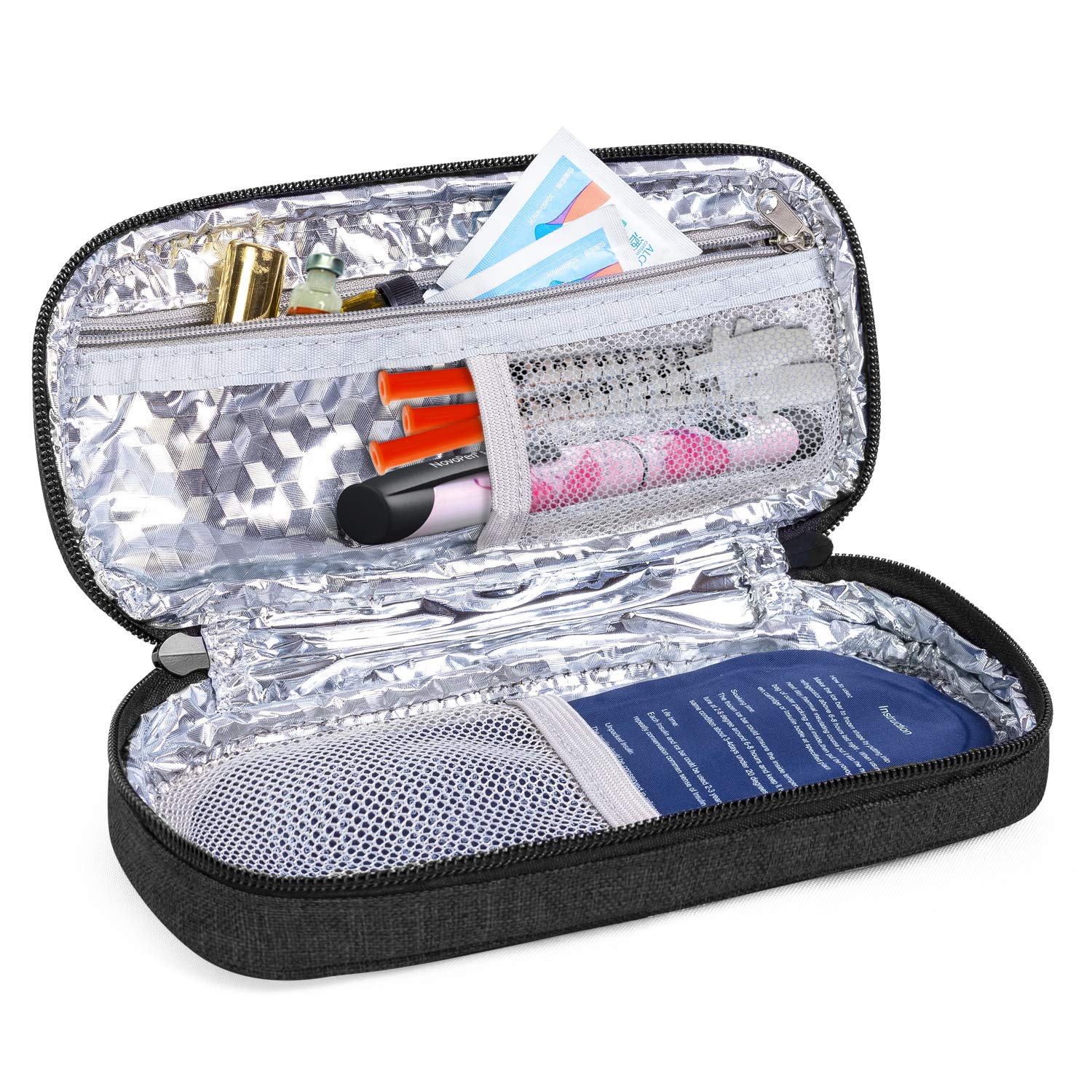 LUXJA Insulin Travel Case - Diabetic Supply Organizer for Pens, Needles & Glucose Meter - Portable Black Medical Bag for Diabetes Management (Ideal for Travel, Work & Daily Use)