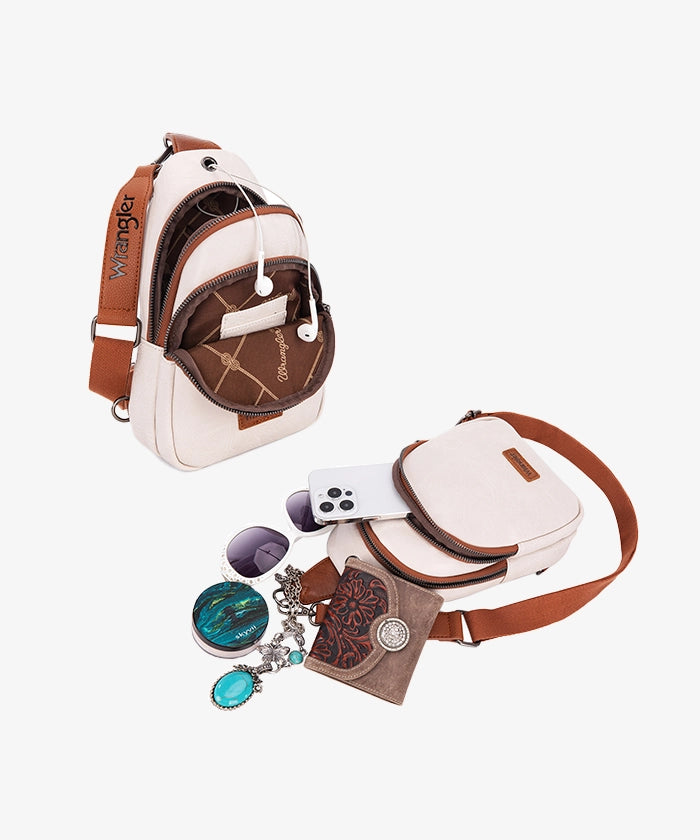 Wrangler Dual Zippered Sling Bag - Lightweight Crossbody Shoulder Bag for Men & Women - Perfect for Travel, Hiking, Gym & Everyday Use