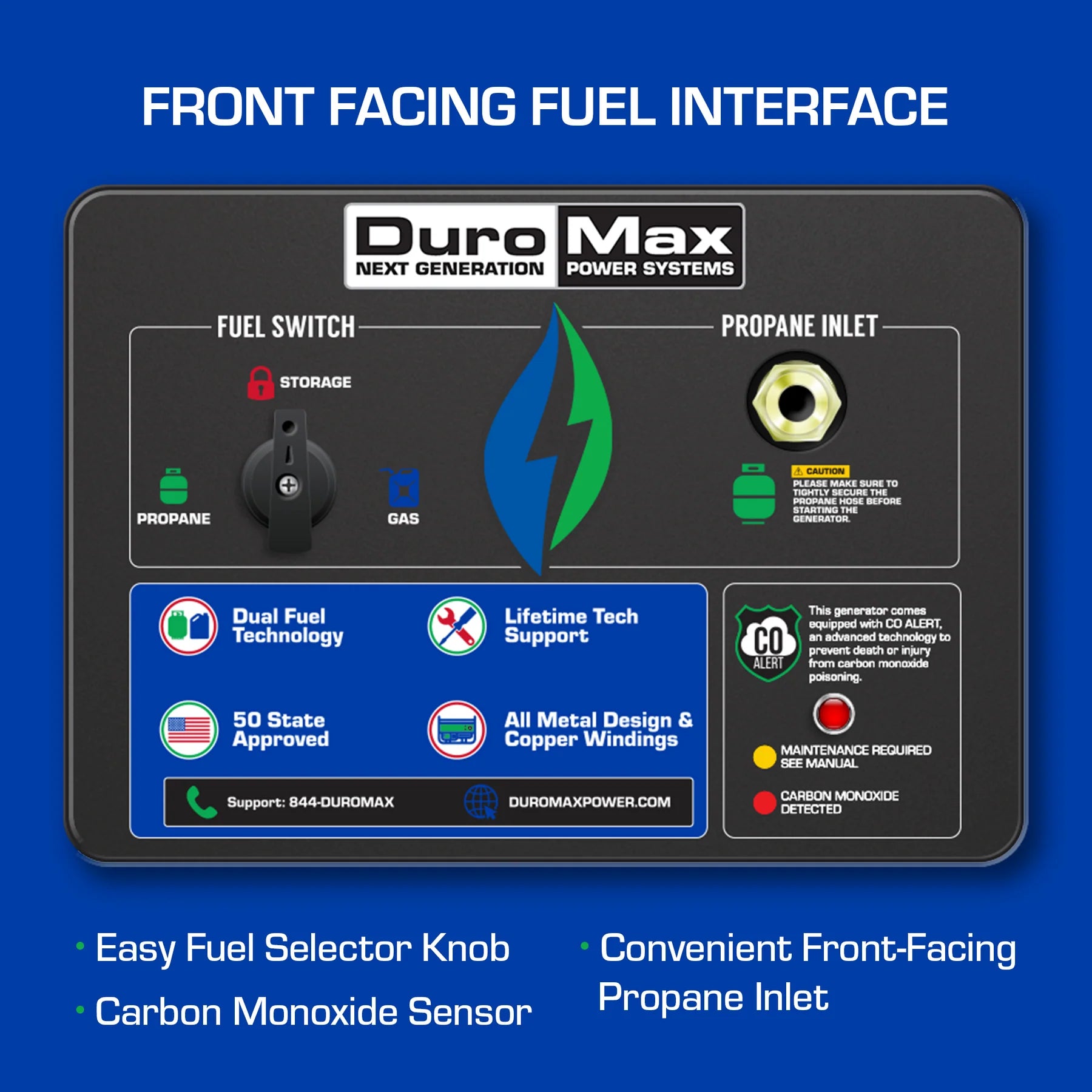 DuroMax XP13000DX 10500W/13000W Dual Fuel Portable Generator - Gas & Propane Powered with Electric Start & CO Alert - Ideal for Home Backup Power, Camping, and Emergency Use