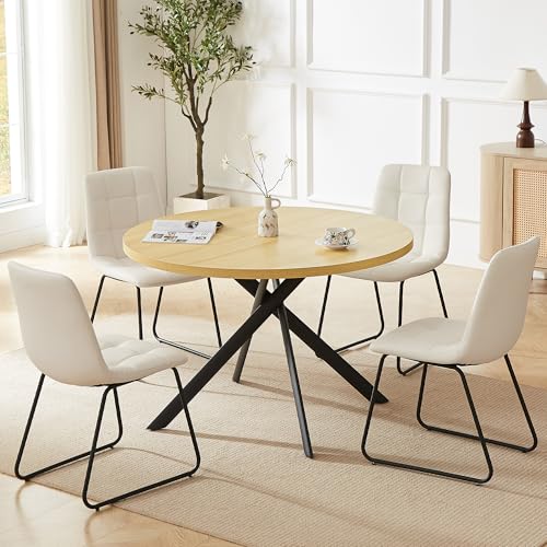 Cream Table+4 U-shaped White Chairs
