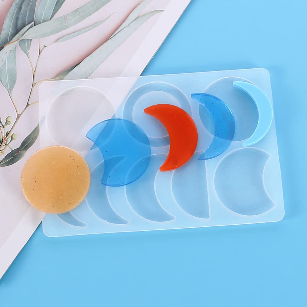 Moon Phase Silicone Molds for Resin Casting - 2PC Set (Crescent & Full Moon) - DIY Epoxy Jewelry Making, Keychain Pendants, Craft Art Supplies - Perfect for Home Decor, Gift Making & Boho Style Accessories