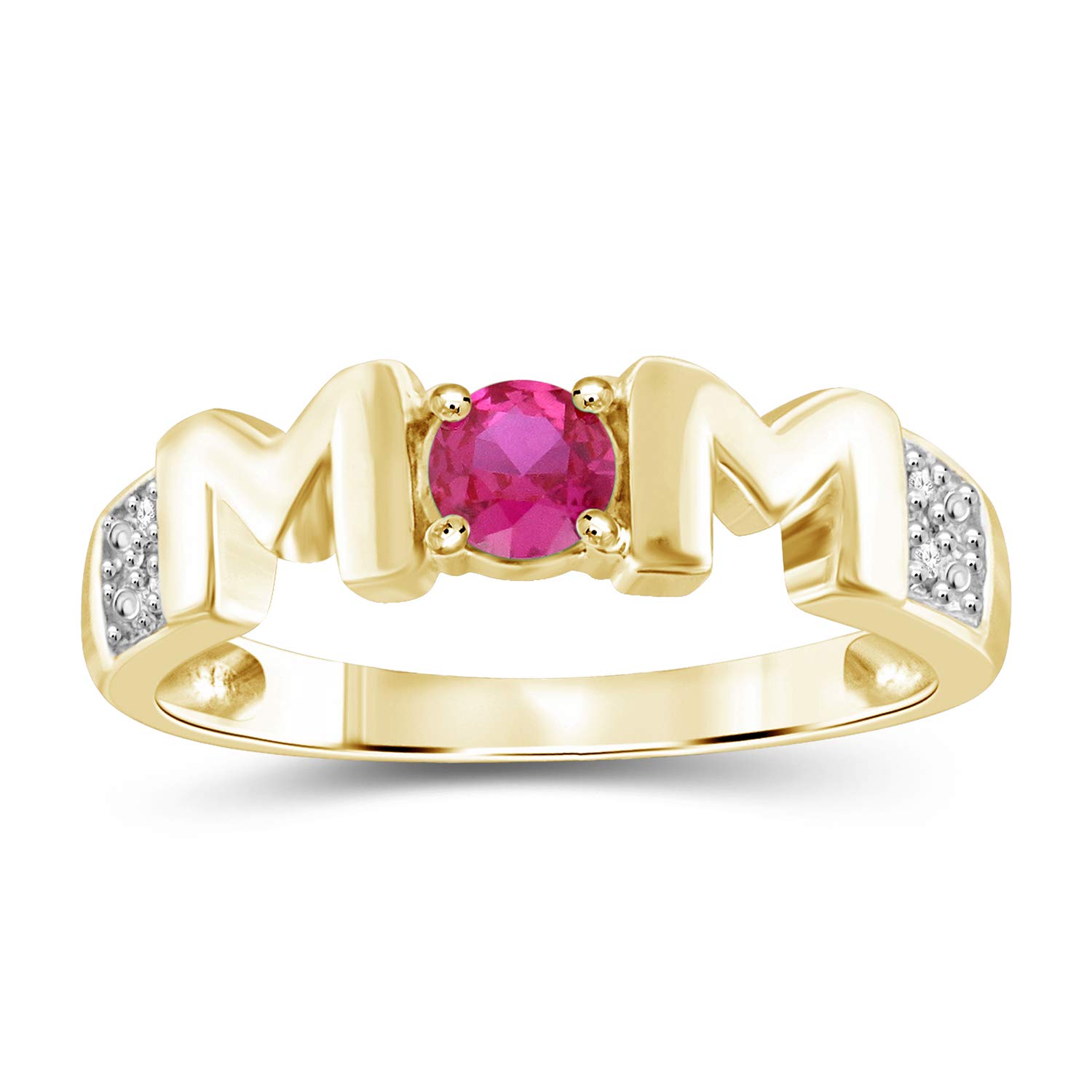 JEWELEXCESS Mothers Ring Birthstone Rings for Women – Elegant Sterling Silver or Gold Plated Ring with Created White Sapphire & Birthstones – Perfect Gift for Mom, Birthday, Anniversary, Mother’s Day – Ideal for Everyday Wear & Special Occasions