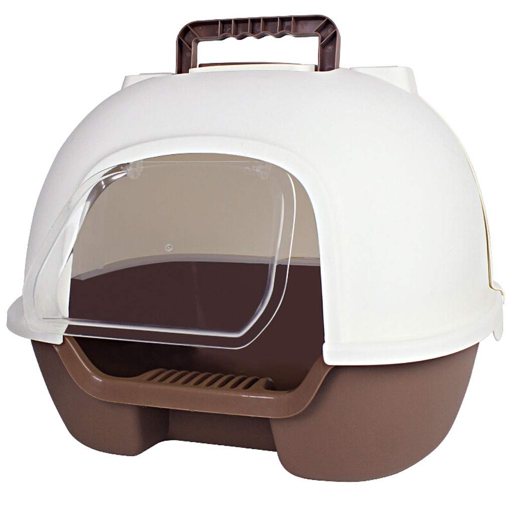Enclosed Cat Litter Box with Double Doors - Large Space Kitty Toilet for Indoor Cats - Odor Control Pet Supplies in Coffee Color - Perfect for Small Apartments & Multi-Cat Homes