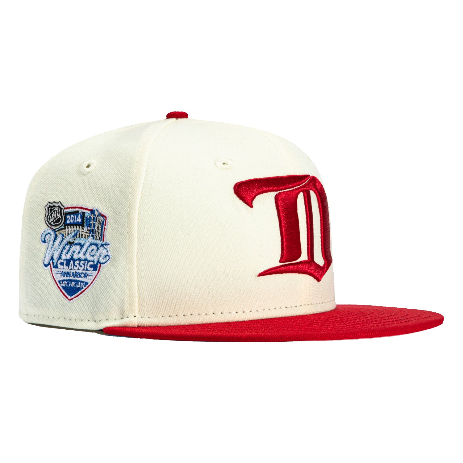New Era 59Fifty Detroit Red Wings 2014 Winter Classic Patch D Snapback Hat - White & Red - Official MLB Baseball Cap for Men & Women - Perfect for Sports Fans, Game Day & Streetwear Fashion