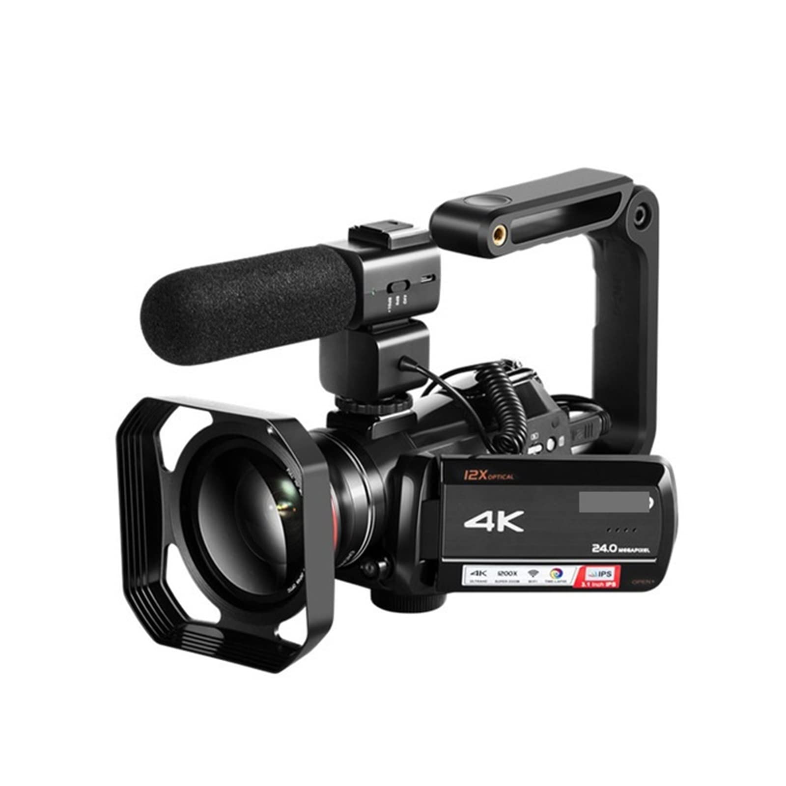 BODORME 4K Professional Video Camera with 12X Optical Zoom - HD Camcorder for Blogging, Live Streaming & Filming (Bundle B) | Perfect for Vlogging, YouTube Content Creation & Home Movies
