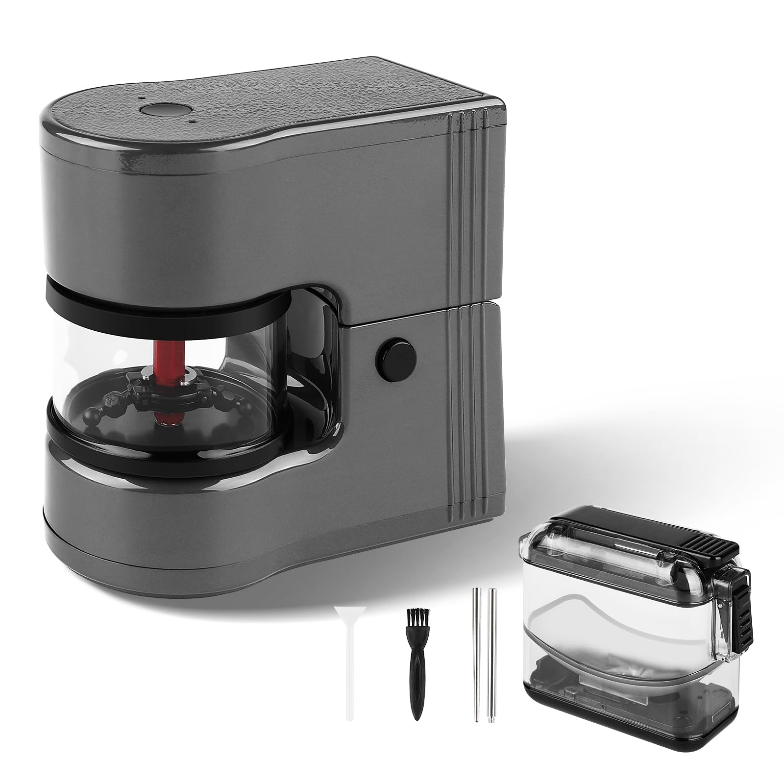 Electric Herb Grinder - Portable 1g Capacity with LED Lights & 1800mAh Battery - Includes 12g Storage Box (Grey) - Perfect for Kitchen, Travel & Outdoor Cooking