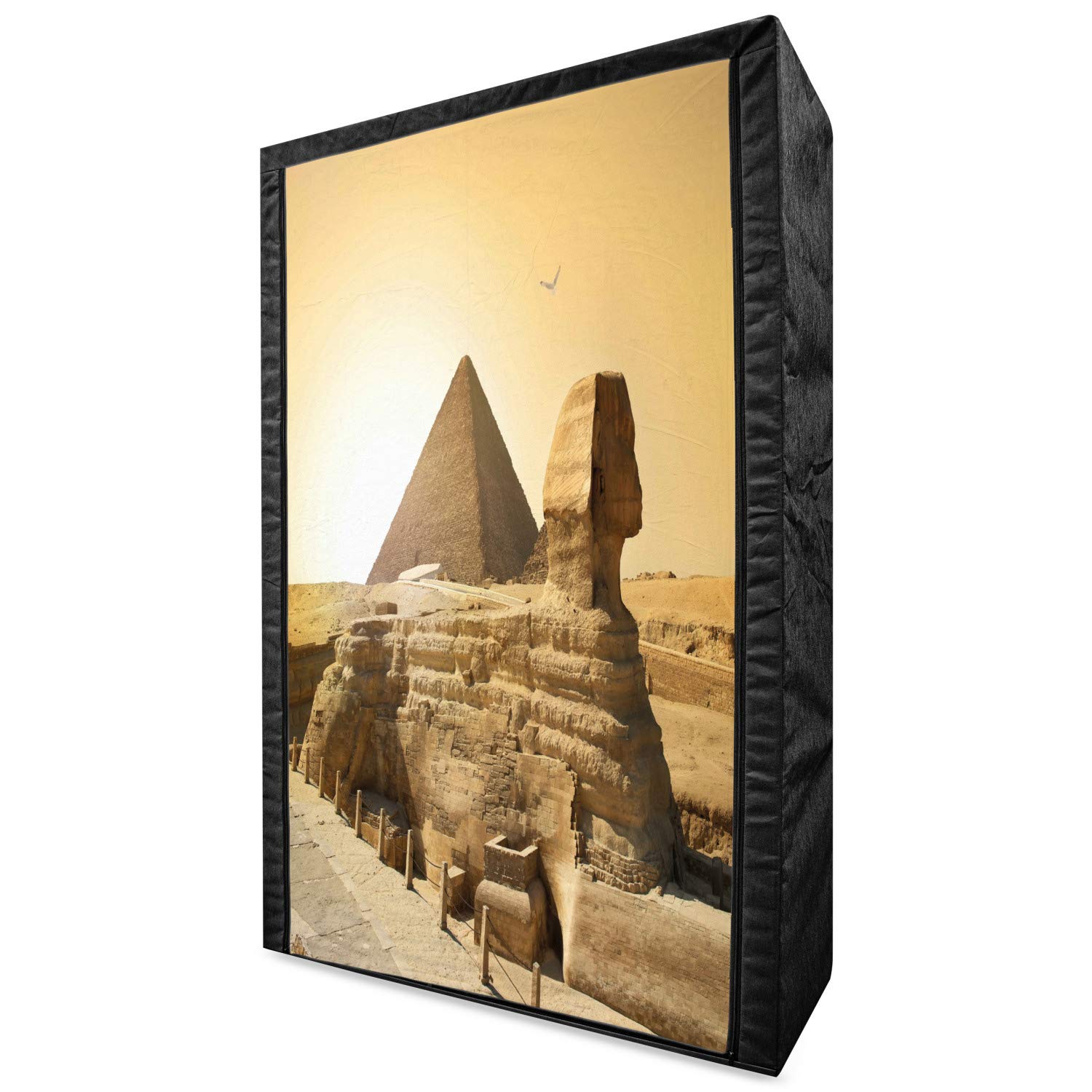Ambesonne Vintage Portable Fabric Wardrobe with Egyptian Pyramids Print - 42.5