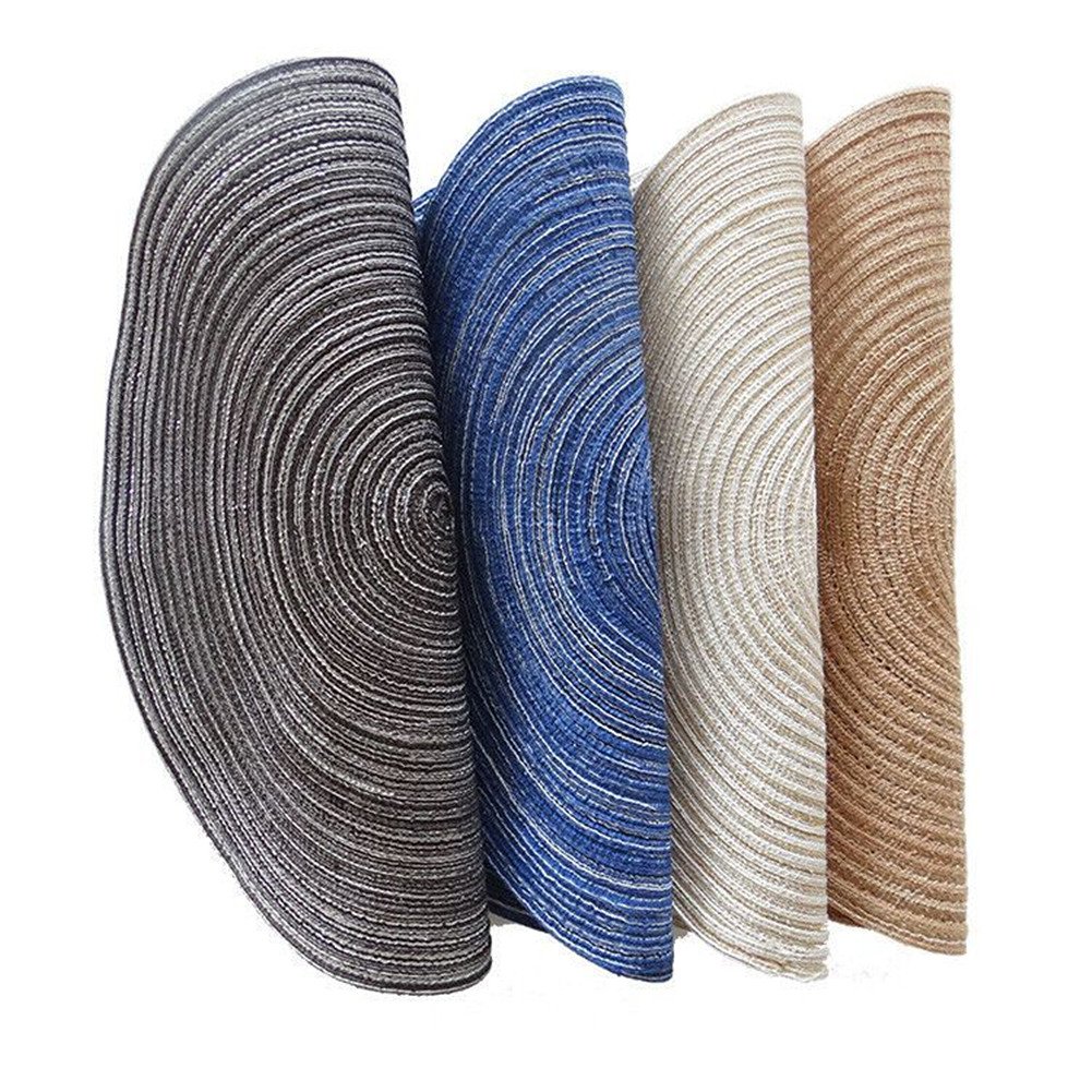 LEVINIS 14-Inch Round Braided Woven Placemats Set of 6 - Beige Table Mats for Dining Room, Kitchen, and Outdoor Picnics