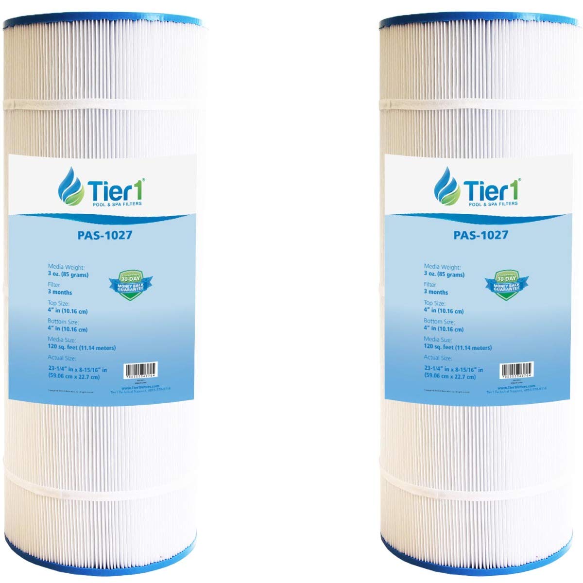 Premium Tier1 Pool & Spa Filter Cartridge 2-Pack - Compatible with Hayward C1200, Star-Clear Plus, Filbur FC-1293, Pleatco PA120, Unicel C-8412 | 120 sq ft High-Efficiency Pleated Fabric Filter Media | Perfect for Above Ground & Inground Pool Maintenance, Hot Tub Filtration, and Water Clarity Improvement