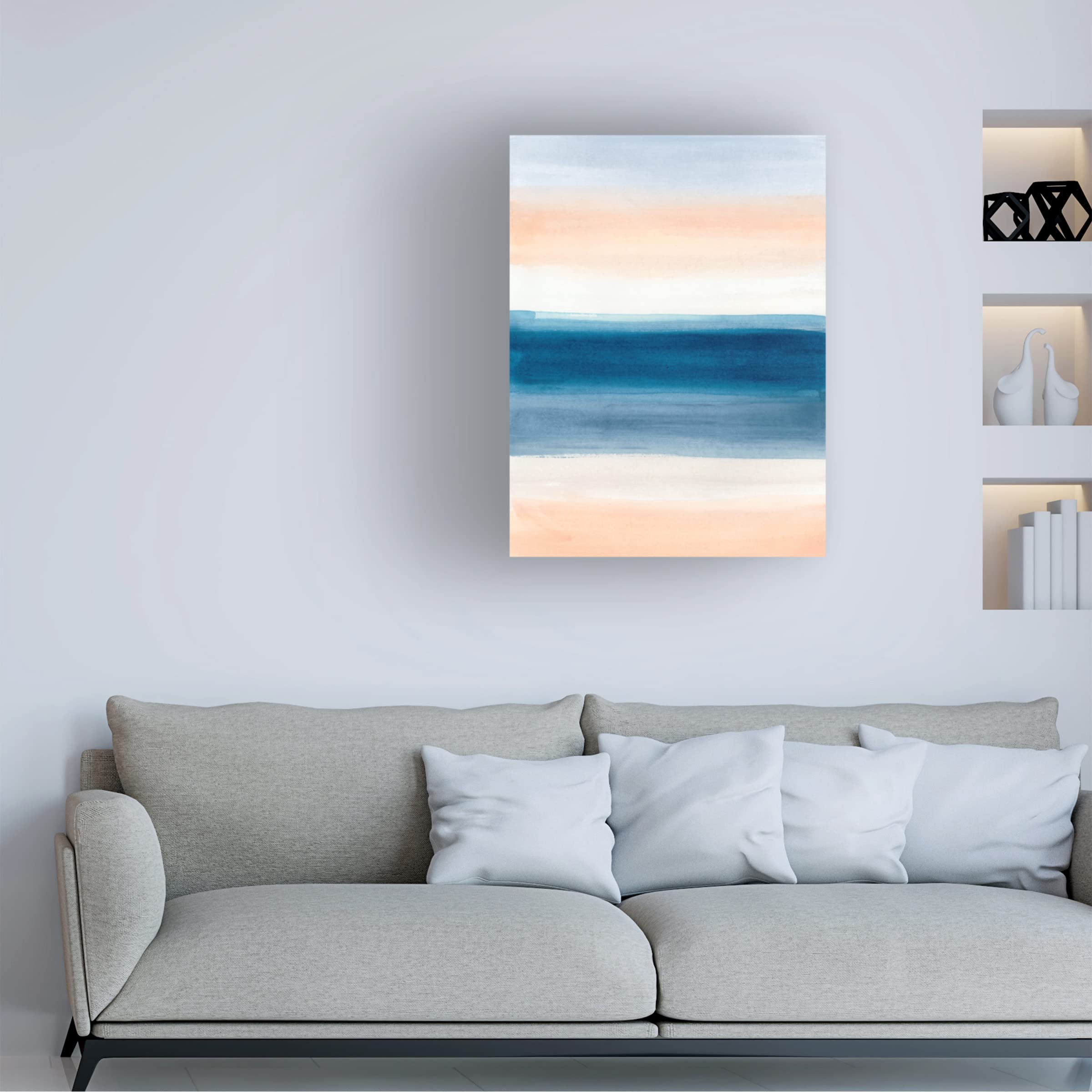 June Erica Vess Coastal Strata II Canvas Wall Art Print - Modern Beach Landscape Painting for Living Room, Bedroom & Office Decor
