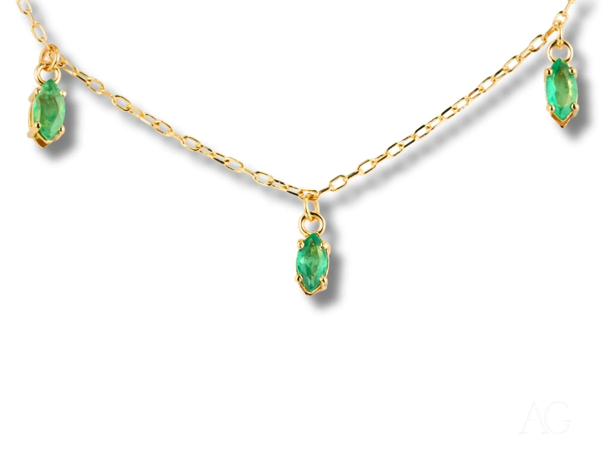 18k Gold Emerald Necklace - Elegant Green Gemstone Jewelry for Women | Perfect for Weddings, Parties & Special Occasions