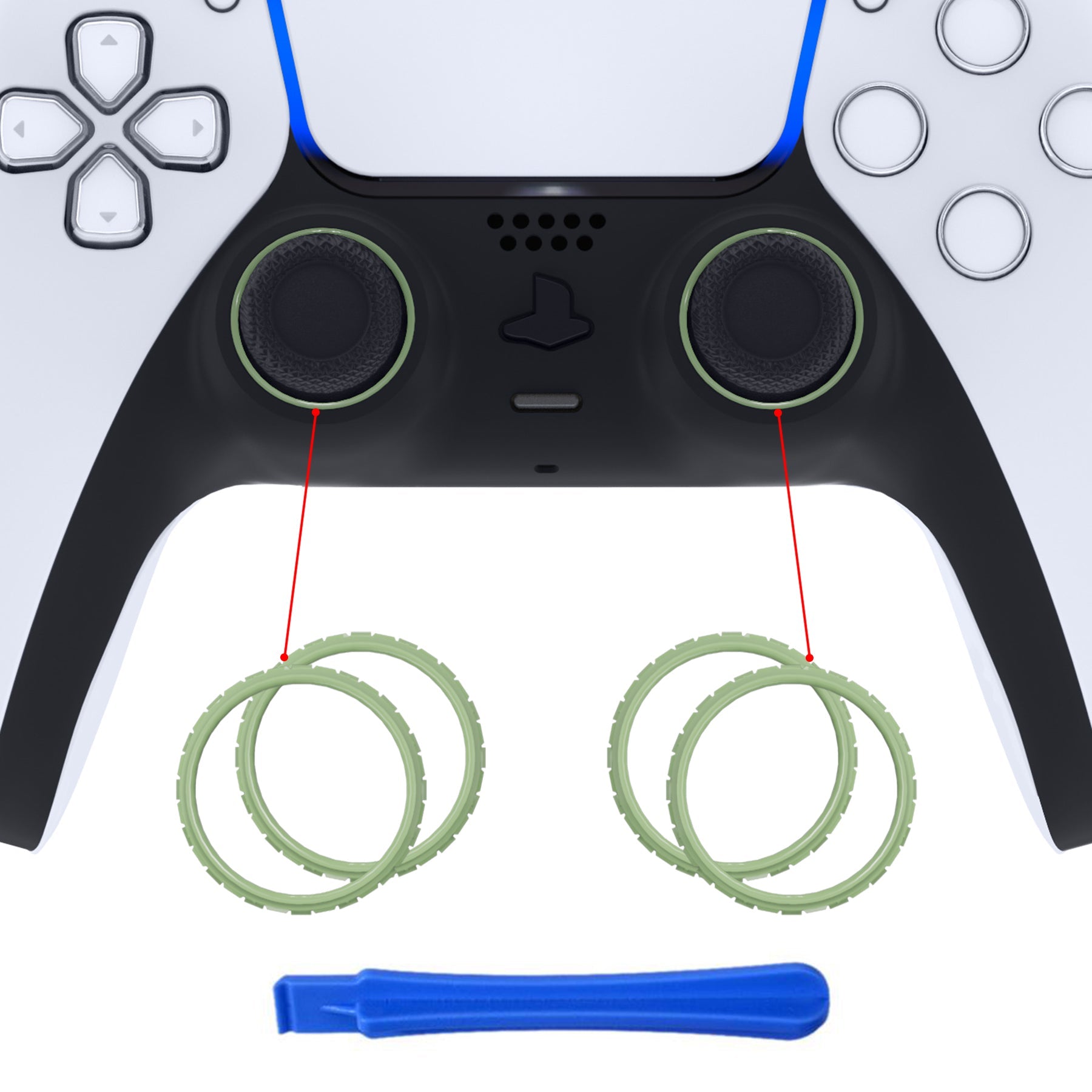 eXtremeRate Custom Replacement Accent Rings for PS5 Controller - Matcha Green | PS5 Accessories for Gaming Enthusiasts | Perfect for Customizing Your Controller & Enhancing Gameplay Experience