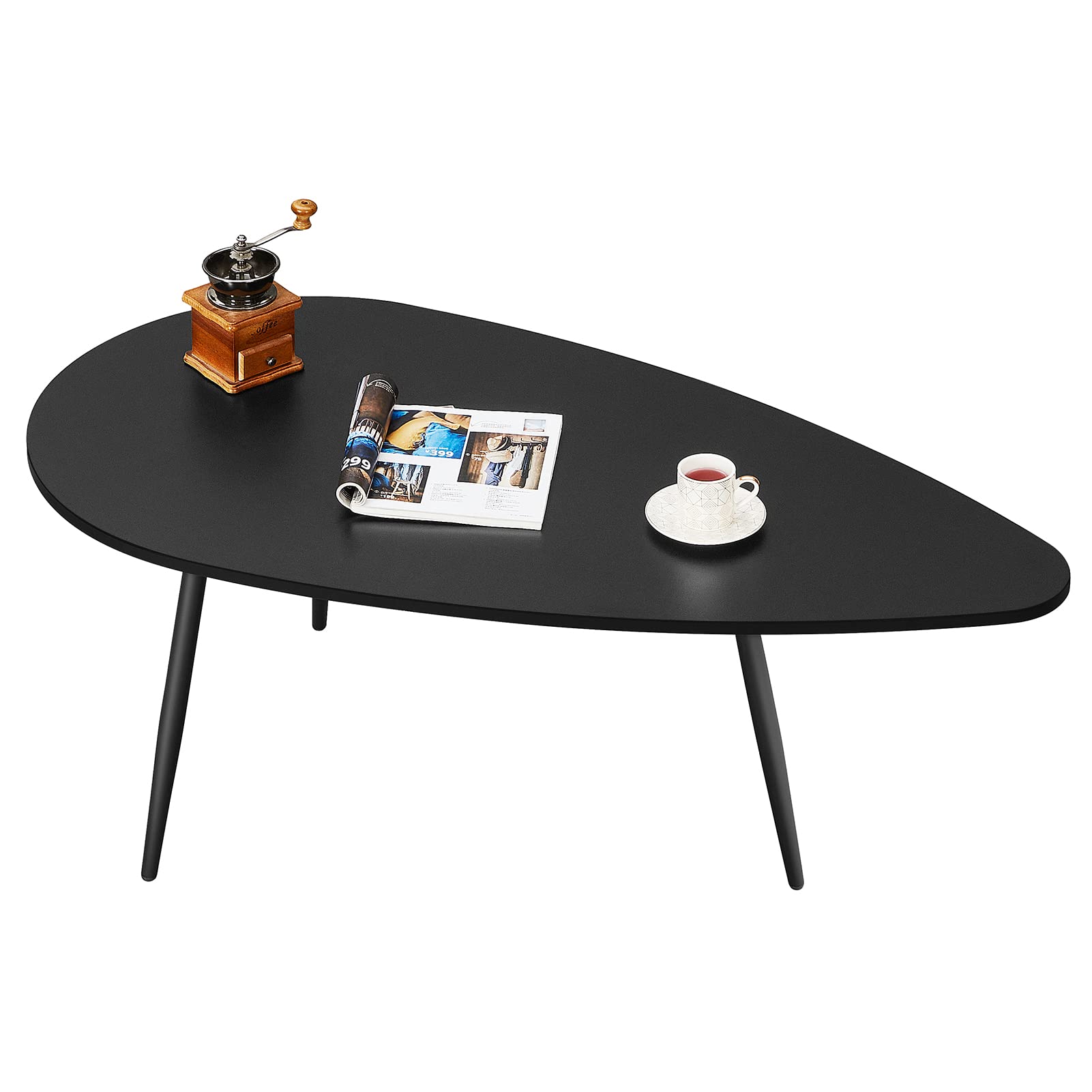 Modern Oval Coffee Table - SAYGOER Small Black Retro Farmhouse Center Table for Living Room, Home Office | Rustic Mid-Century Accent Table for Small Spaces | Easy Assembly | Perfect for Apartments, Dorms & Cozy Spaces