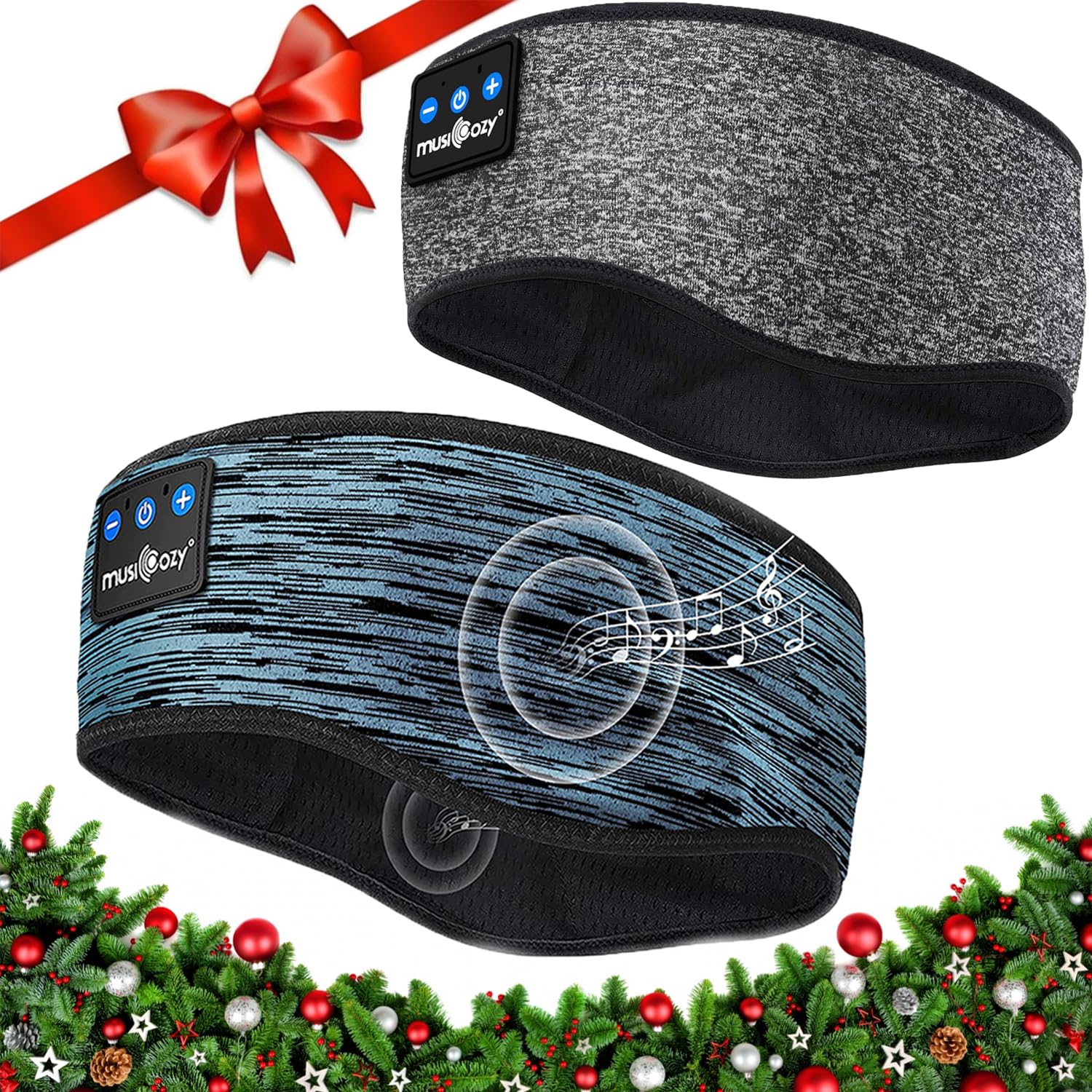 Musicozy Wireless Bluetooth Sleep Headband with Built-in Headphones - Comfortable Sports Headband for Running, Yoga, Workout & Travel - Soft Eye Mask & Wireless Earbuds for Women, Moms - Perfect Unique Gift Idea for Music Lovers (Use for Relaxation, Meditation, Sleeping & Fitness Activities)