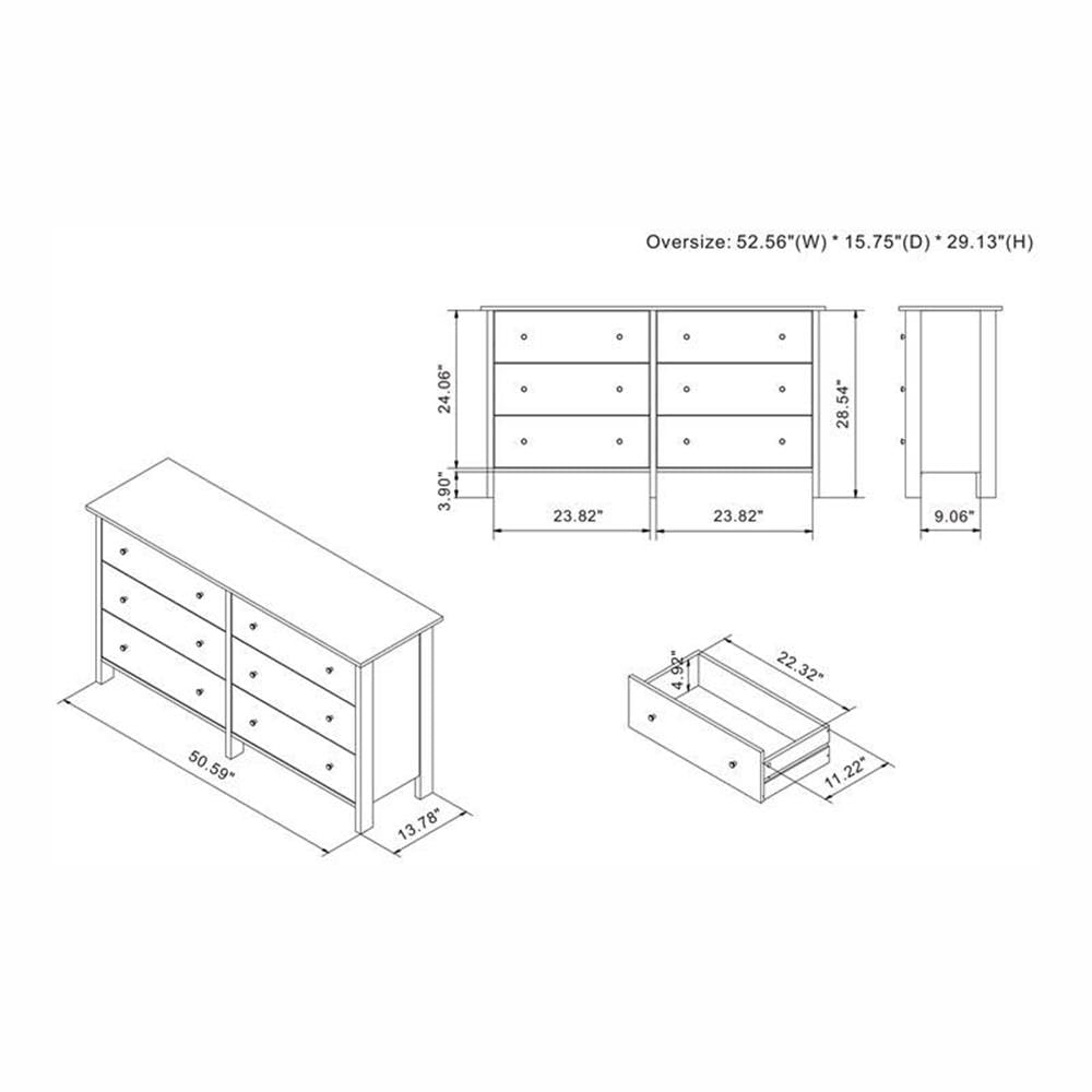 Furniture of America Zillett Transitional 6-Drawer Wood Dresser in Gray Oak - Perfect for Bedroom Storage & Organization