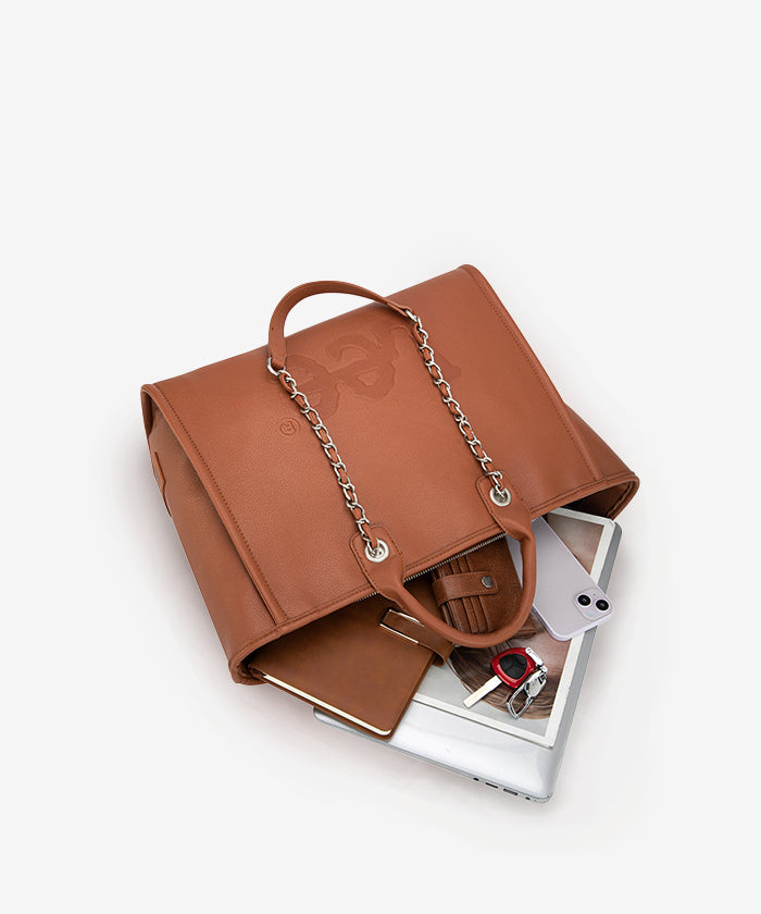 Lee Genuine Grain Leather Chain Strap Shoulder Bag for Women - Stylish Crossbody Purse for Work, Travel & Everyday Use