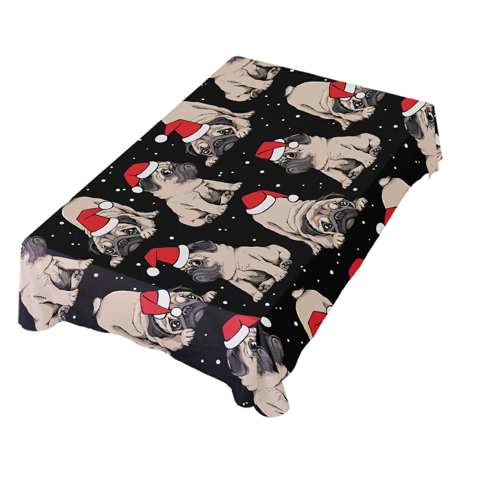 Premium Polyester Christmas Tablecloth 60x90 Inches - Rectangle Holiday Party Decor with Cute Puppy Dog Design for Xmas Dinner, Festive Home Decor & Seasonal Celebrations