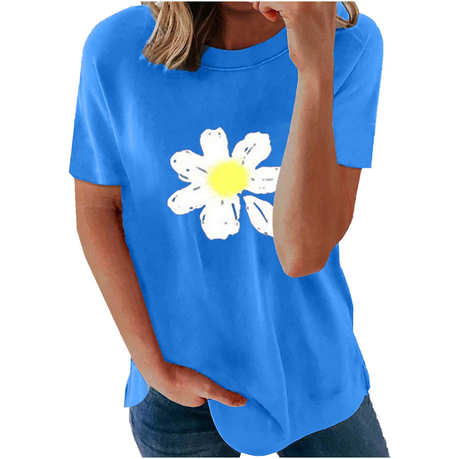 Floral Print Short Sleeve T-Shirt for Women - Casual Loose Fit O-Neck Blouse - Summer Daily Wear for Work, Date & Vacation