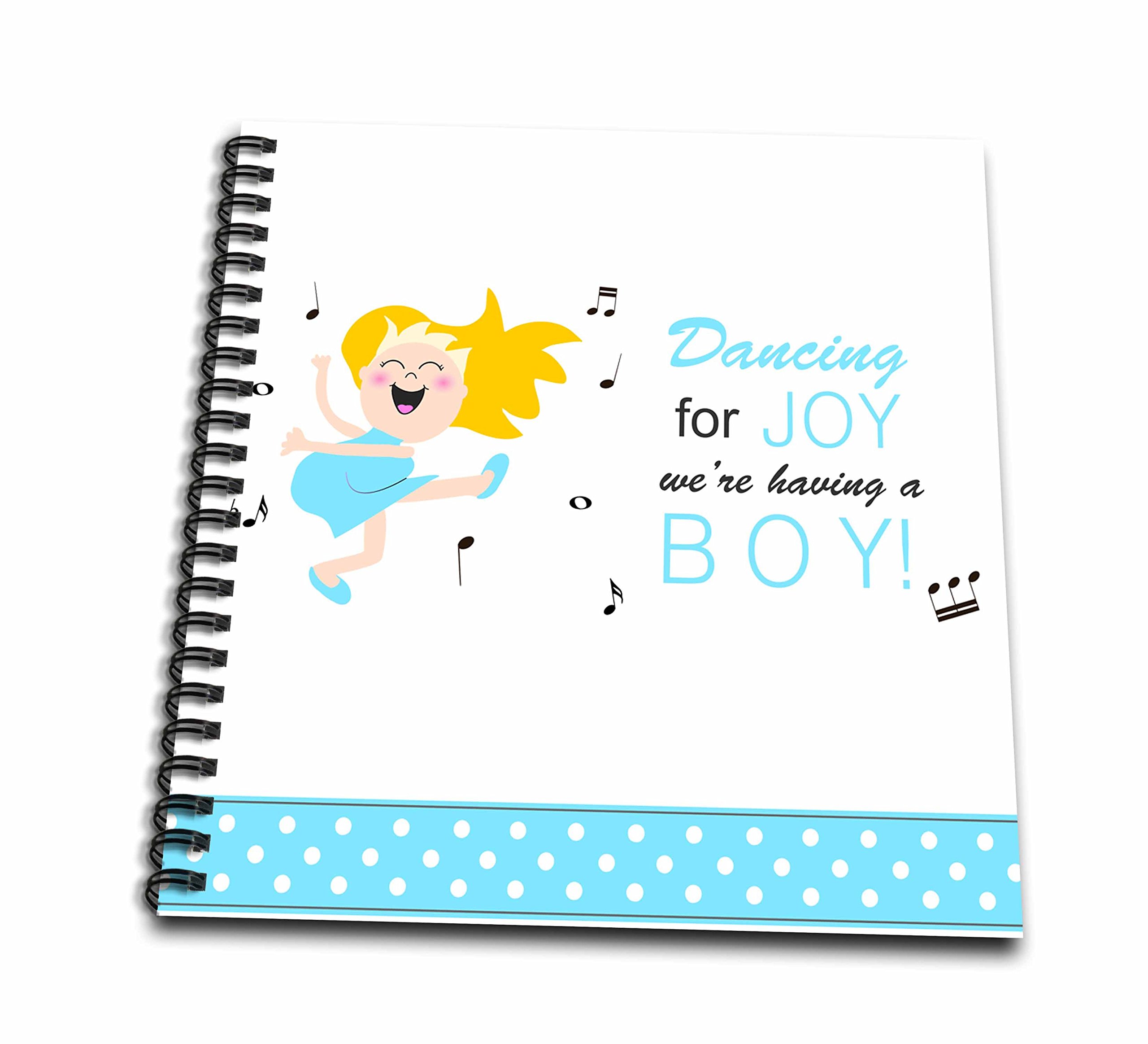 3dRose Dancing for Joy Having A Boy - Blue Baby Shower Happy Dance Cute Blonde Mom-to-Be Kawaii Cartoon Drawing Book, 8x8 Inch | Perfect Baby Shower Gift, New Mom Keepsake & Nursery Decor