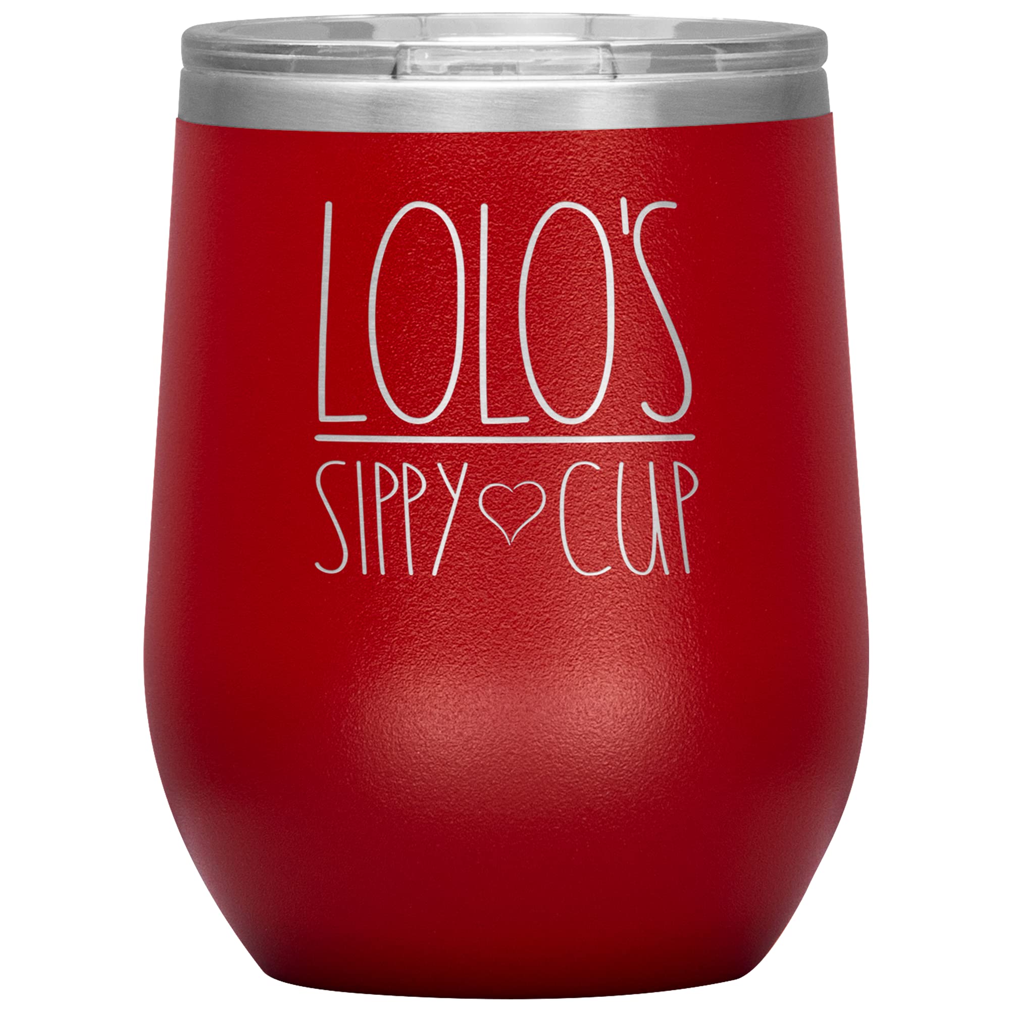 Lolo's 12Oz Sippy Cup Wine Tumbler with Lid - 12 Color Options - Insulated Stainless Steel Travel Mug for Wine, Cocktails & Coffee - Perfect Birthday Gift for Women, Bridesmaids & BFFs - Great for Parties, Picnics & Office Use (Red)