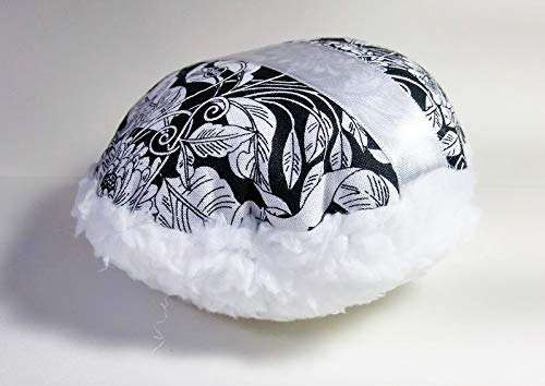 Black and White Leaves Design Soft Fleece Powder Puff - 5 Inch Large Makeup Brush for Loose Powder & Setting Powder | Perfect for Professional Makeup Application & Touch-Ups