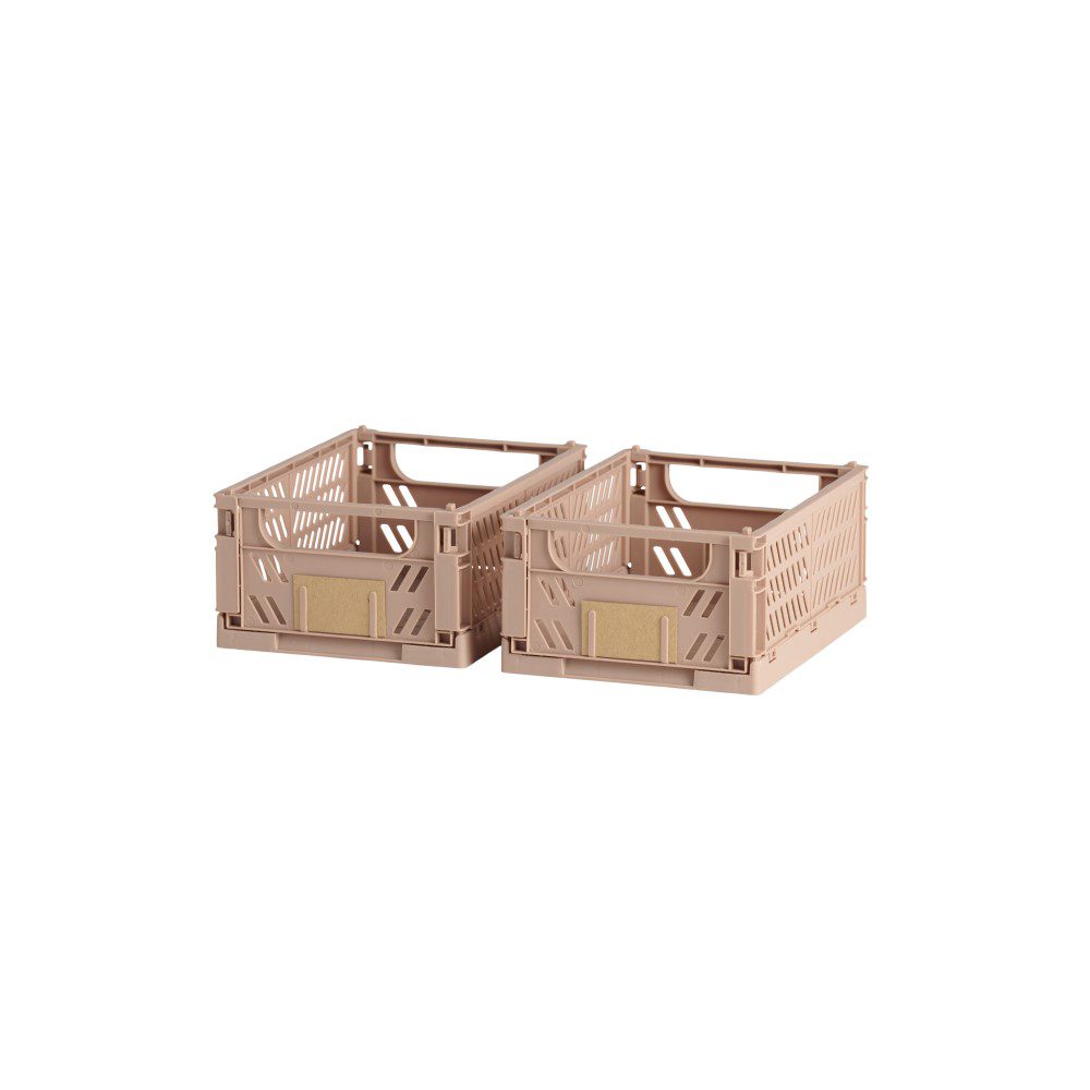 DESIGNSTUFF Slant Collapsible Storage Crate - Set of 2 Small Collapsible Boxes (17x13cm) in Tuscany Style | Perfect for Home Organization, Pantry Storage & Laundry Room Decor