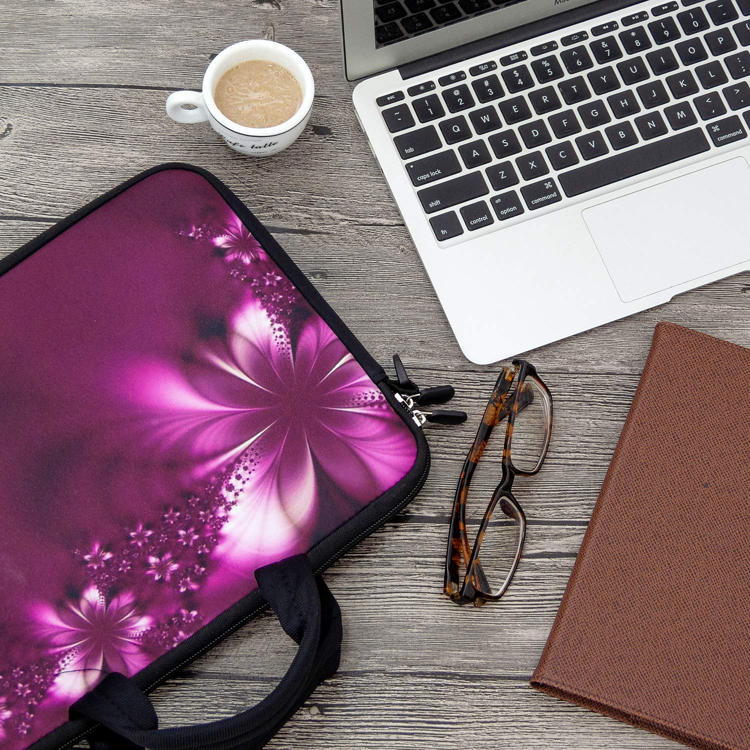 RICHEN 17 Inch Laptop Shoulder Bag - Durable Carrying Case for 15.6/16/17/17.3/17.4 Inch Laptops & Notebooks, Stylish Flowers Design, Perfect for Work, Travel & School