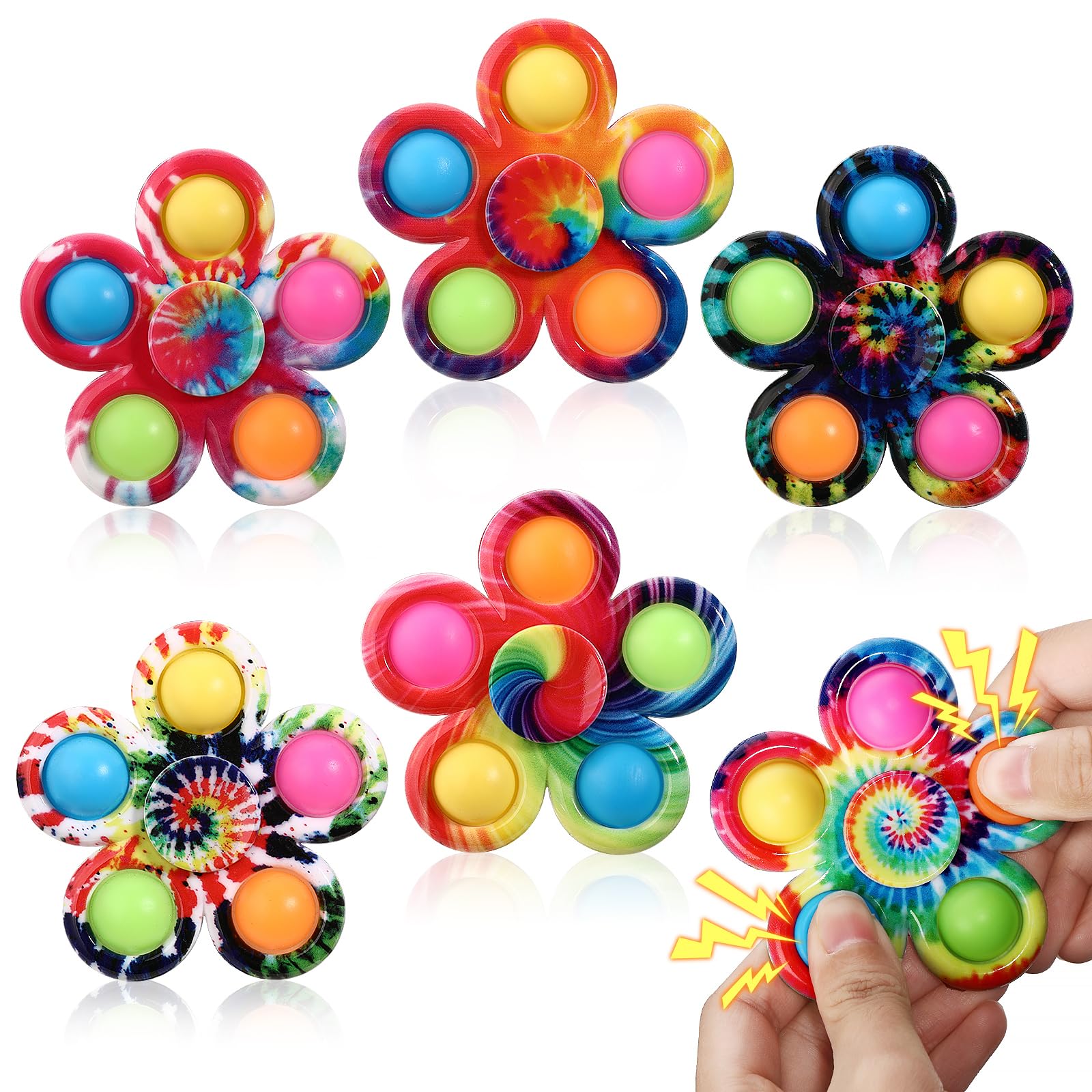 SCIONE 6-Pack Pop Fidget Spinners - Sensory Fidget Toys for Kids Ages 8-12, ADHD & Autism Stress Relief Toys for Toddlers - Classroom Prizes, Birthday Gifts & Anxiety Relief for Adults | Perfect for School, Office & Travel