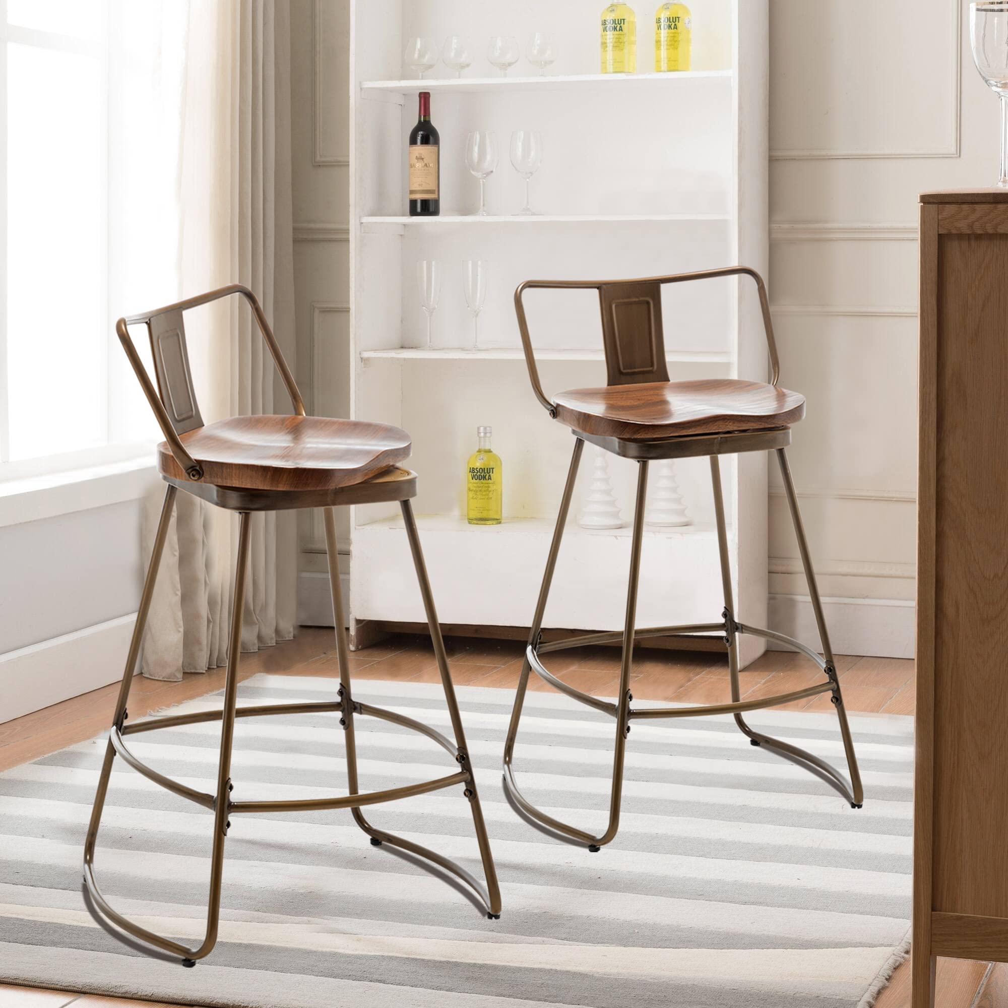 Industrial Swivel Bar Stools Set of 2 - 30