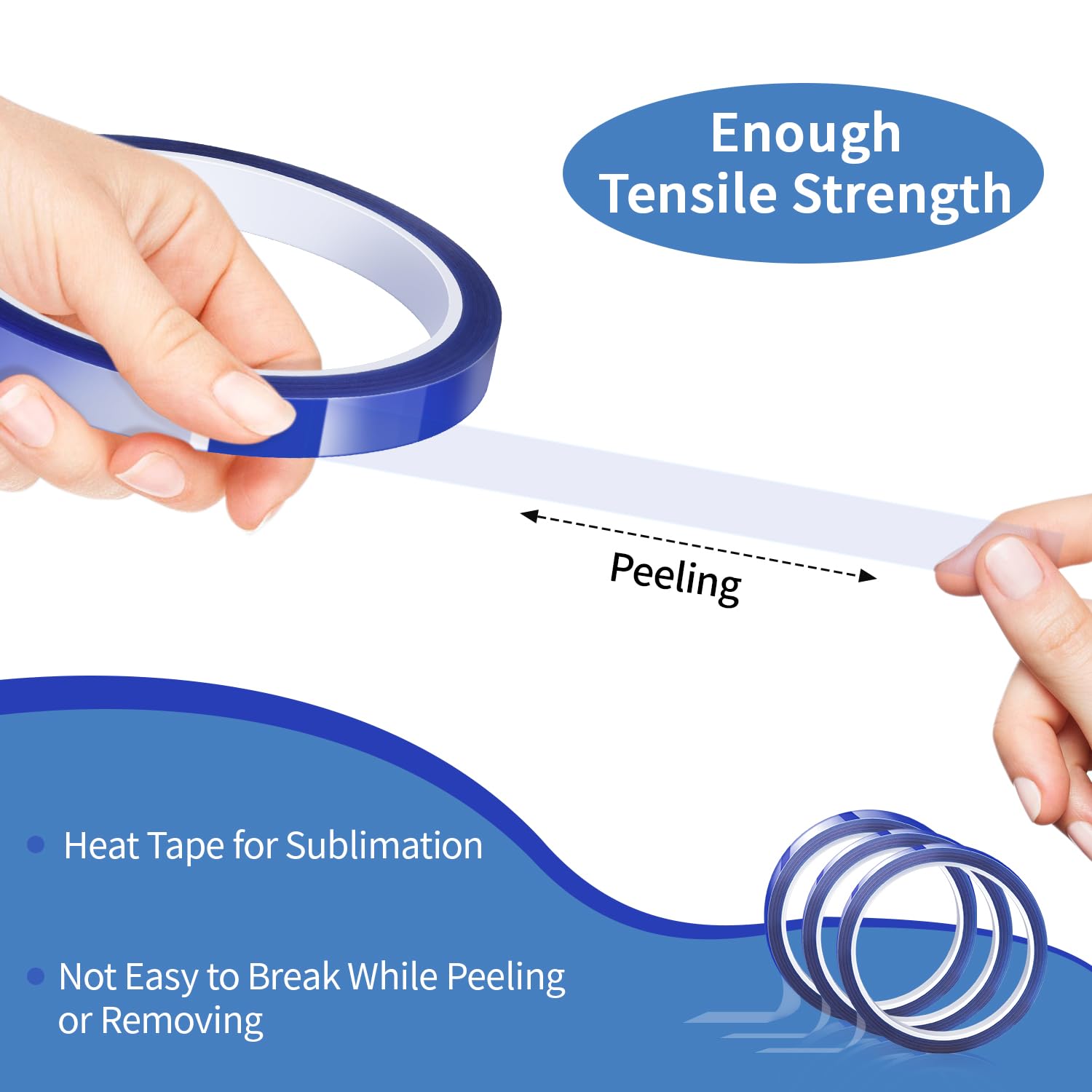 Heat Resistant Sublimation Transfer Tape - 10mm & 20mm x 33M (108FT) Adhesive Heat Tape for Vinyl Press, No Residue Left - Perfect for T-Shirts, Mugs, Tumblers & DIY Craft Projects