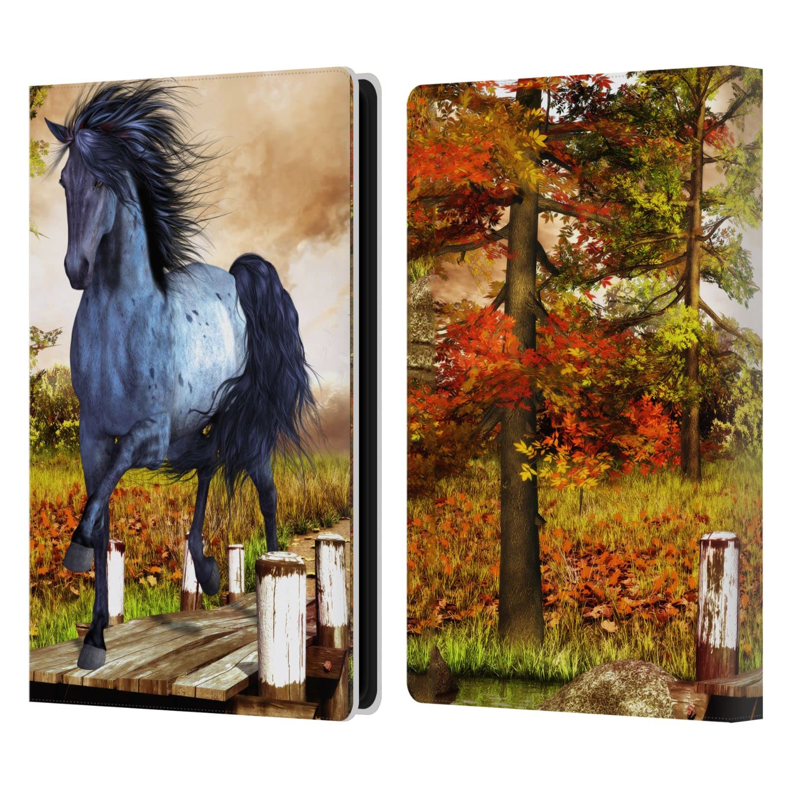 Simone Gatterwe On The Lake Horses Leather Book Wallet Case Cover for Kindle Paperwhite 4 (2019) - Officially Licensed Kindle Accessory by Head Case Designs - Perfect for Reading, Travel & Gift Giving