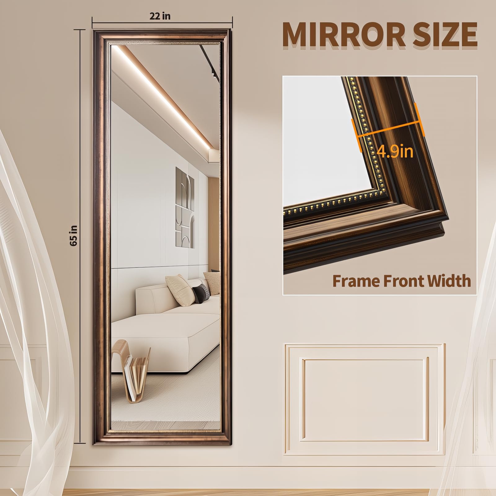 Elegant NICCY Full Length Standing Mirror - 65