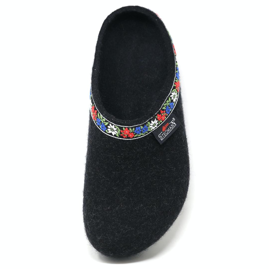 Women's Edelweiss Wool Clog Slippers - Medium Size | Cozy Indoor/Outdoor House Shoes for Winter Comfort & Warmth