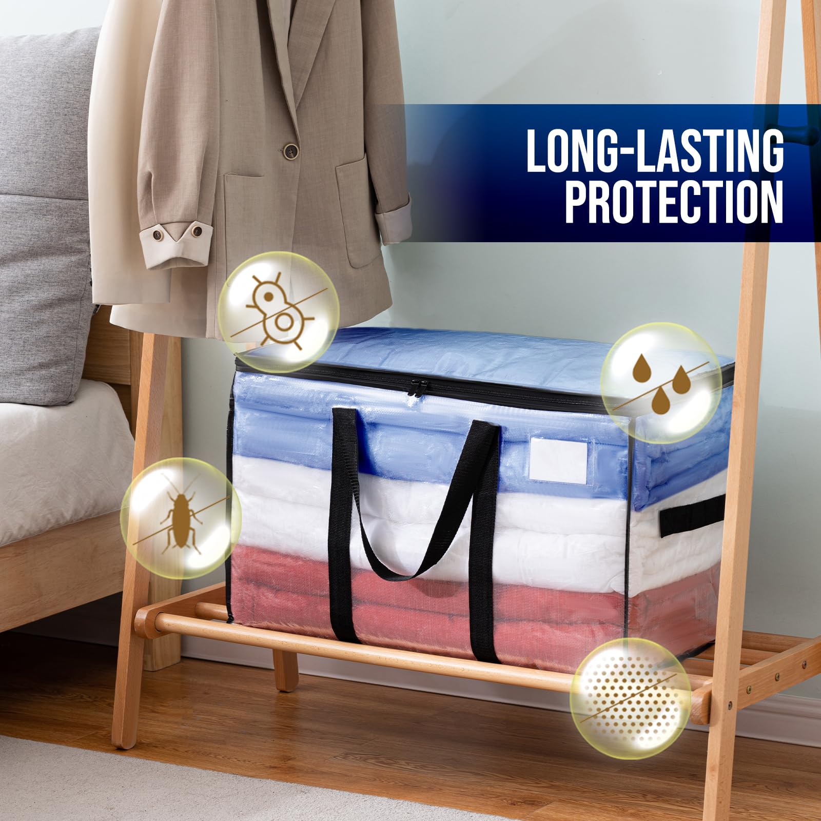 TAILI Extra Large Moving Bags - 8 Pack Clear Heavy Duty Storage Totes with Visible Window & Wrap Around Handles | Space Saving Alternative to Moving Boxes | Perfect for Home Organization, Moving Houses & Seasonal Storage